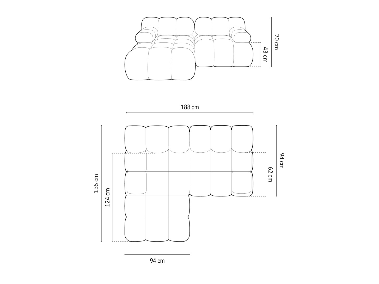 Modularna kutna garnitura Caltenu 105 (Bluvel 68)