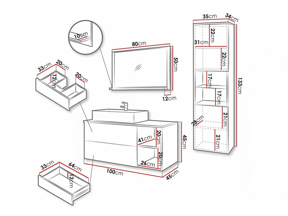 Kupaonski namještaj Ophruvi 104 (Hrast)
