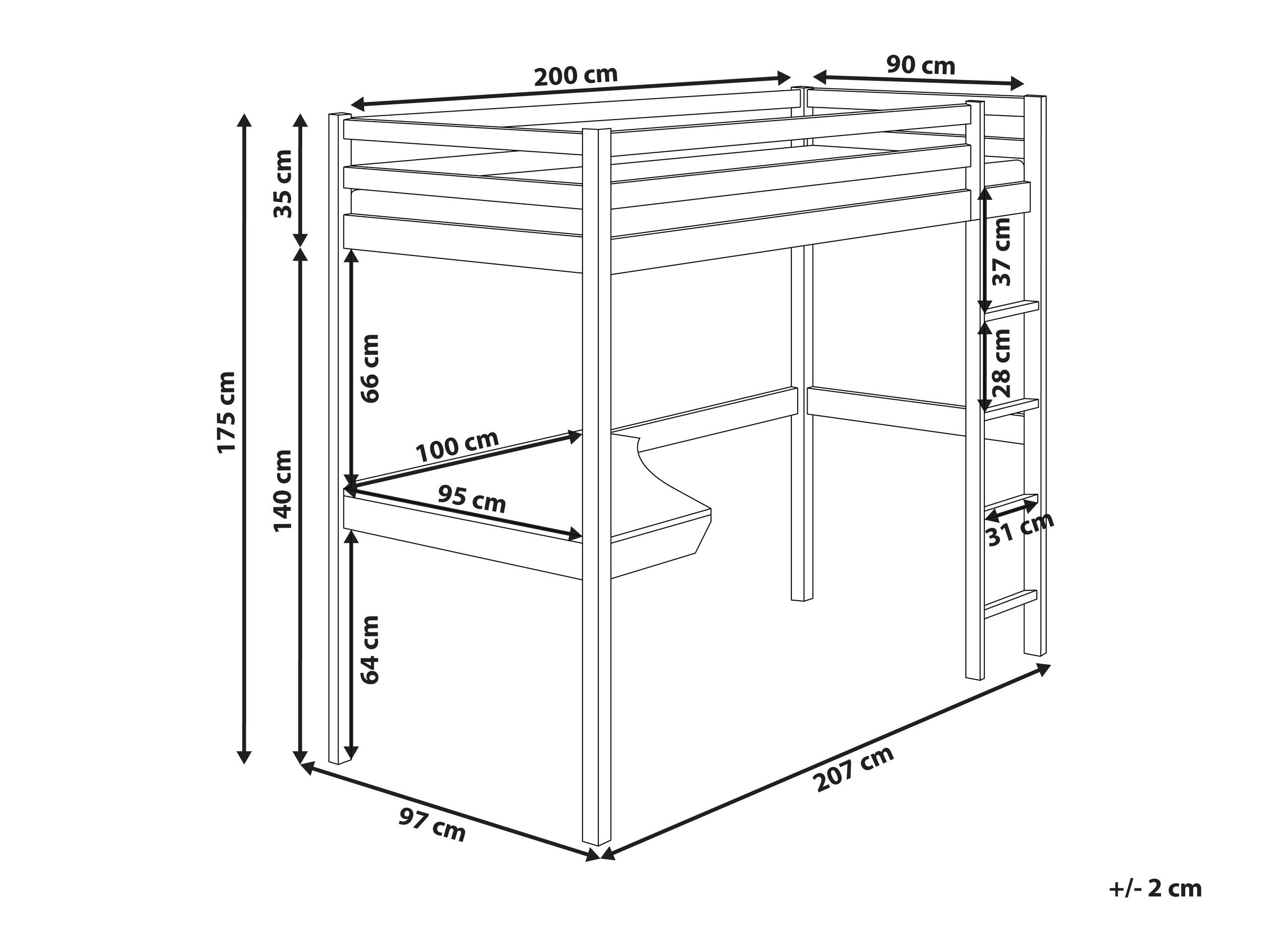 Krevet na platformi Berwyn 2832 (Svijetlo drvo)