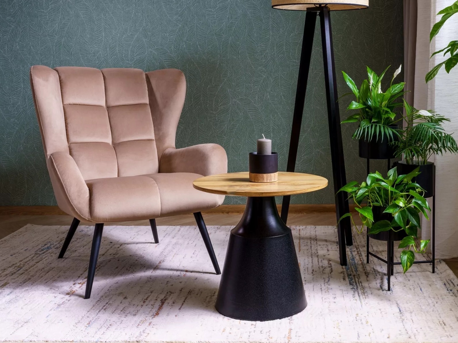 Set stolića za kavu Detroit 908 (Crna + Hrast Artisan)