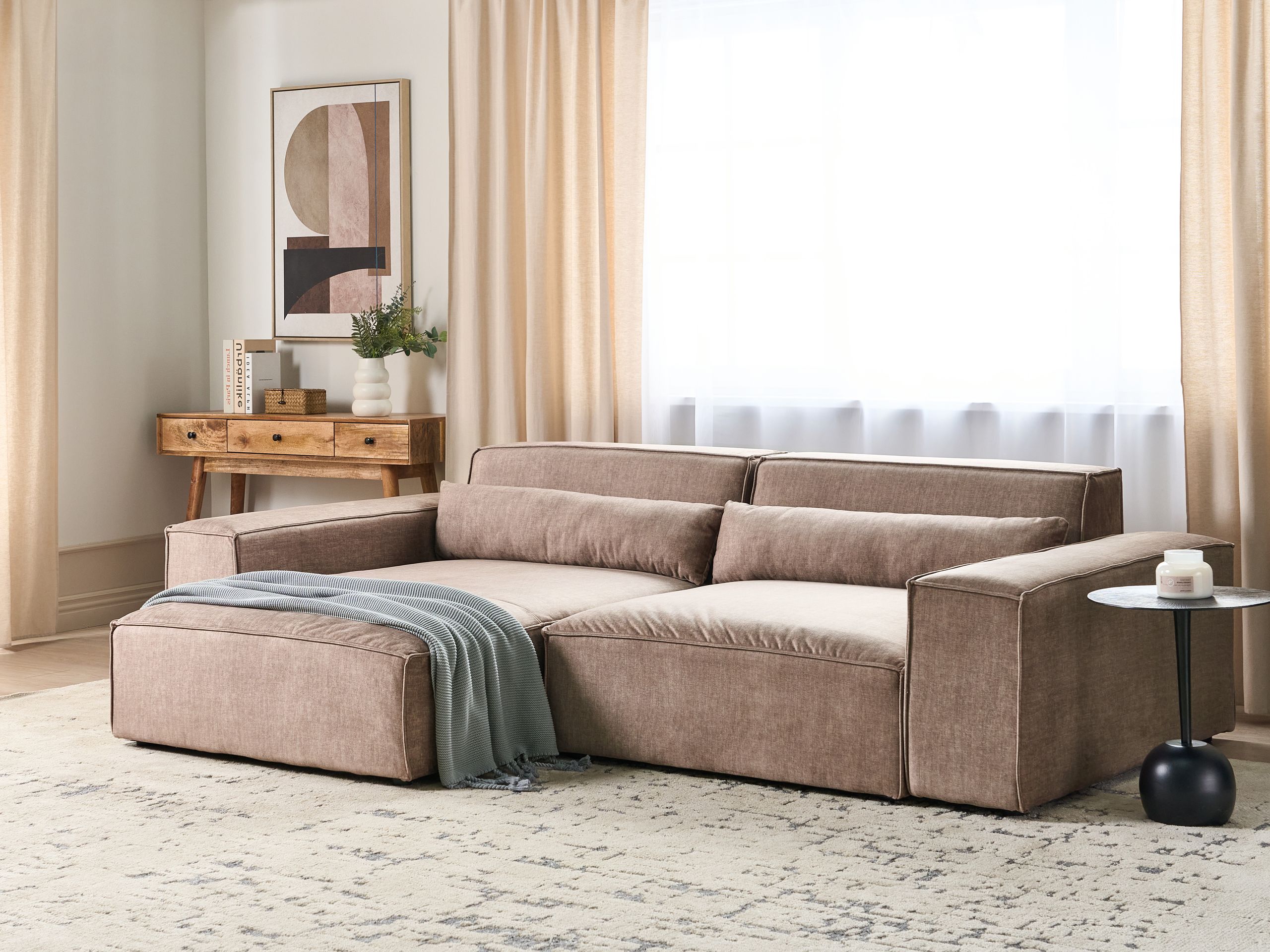 Modularna kutna garnitura Tivsora 100 (Svijetlo smeđa)