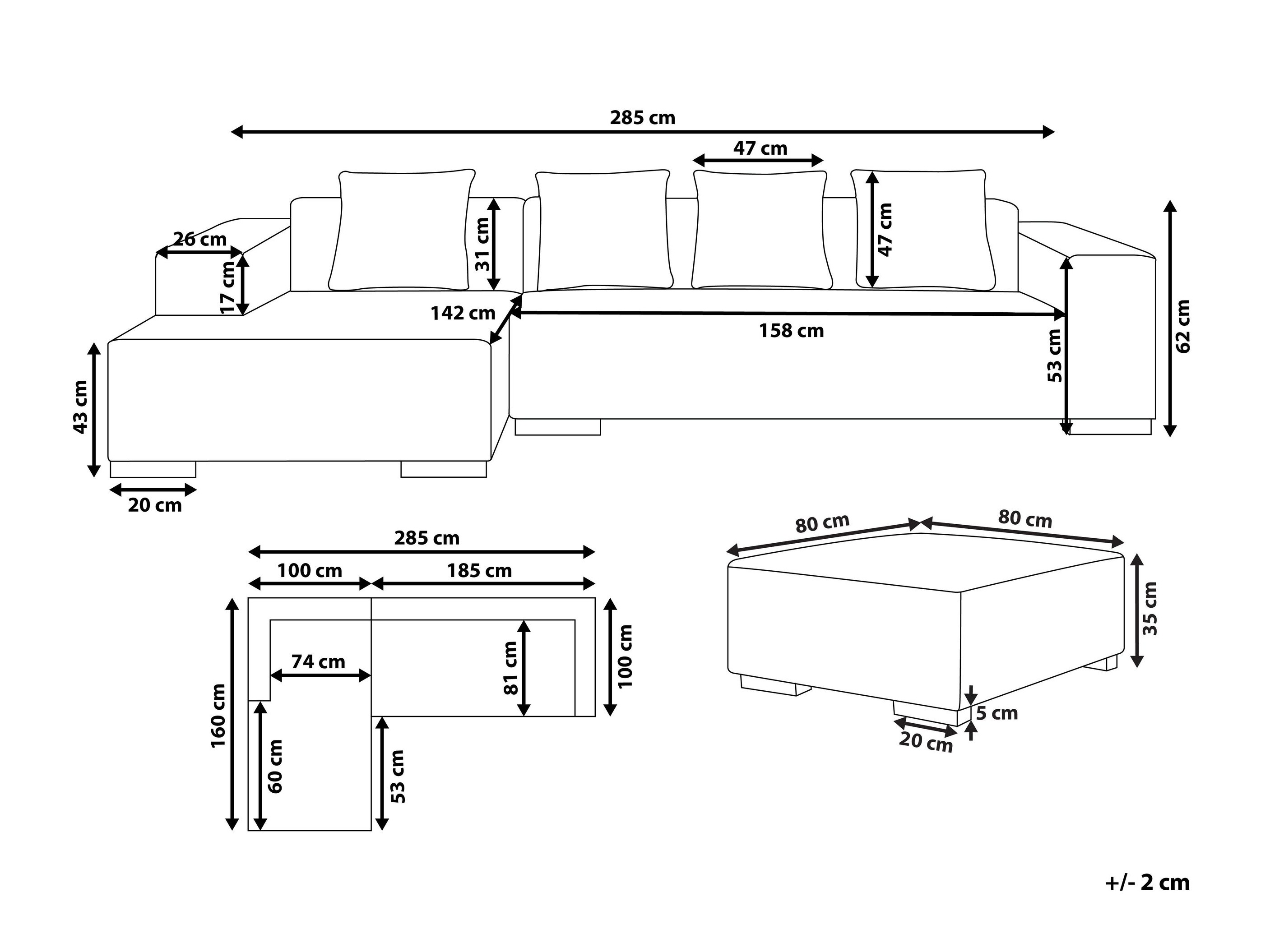 Tapecirani namještaj Berwyn 2847 (Ekru bijela)