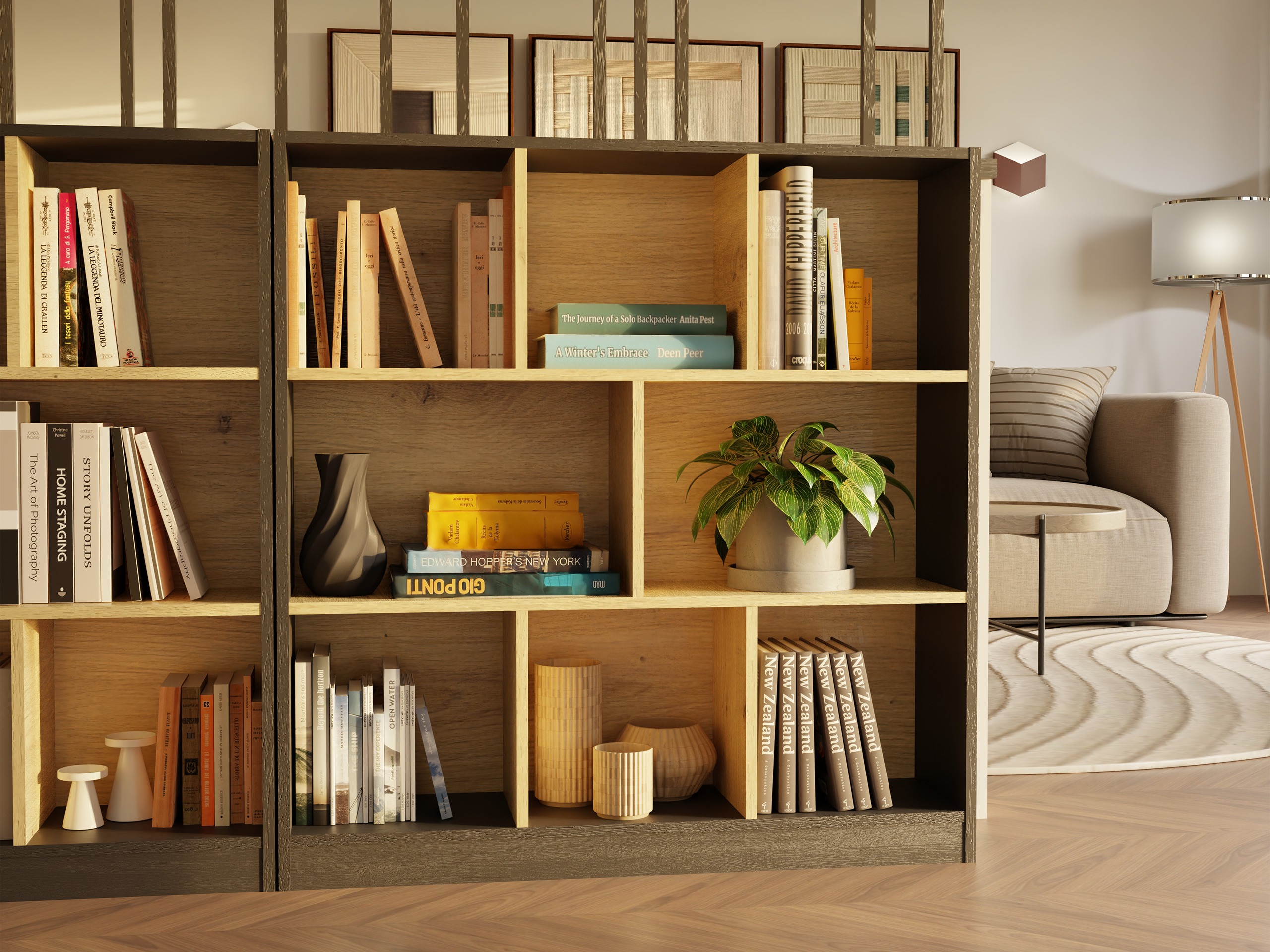 Polica Mandeville 307 (Antracit + Artisan hrast)