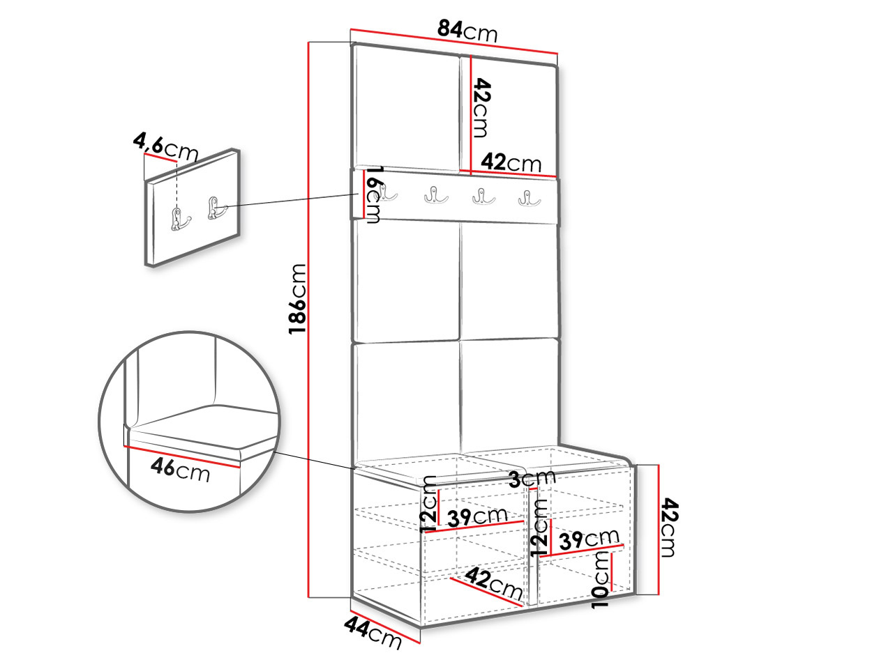 Set za hodnik Hartford 267 (Grafit)