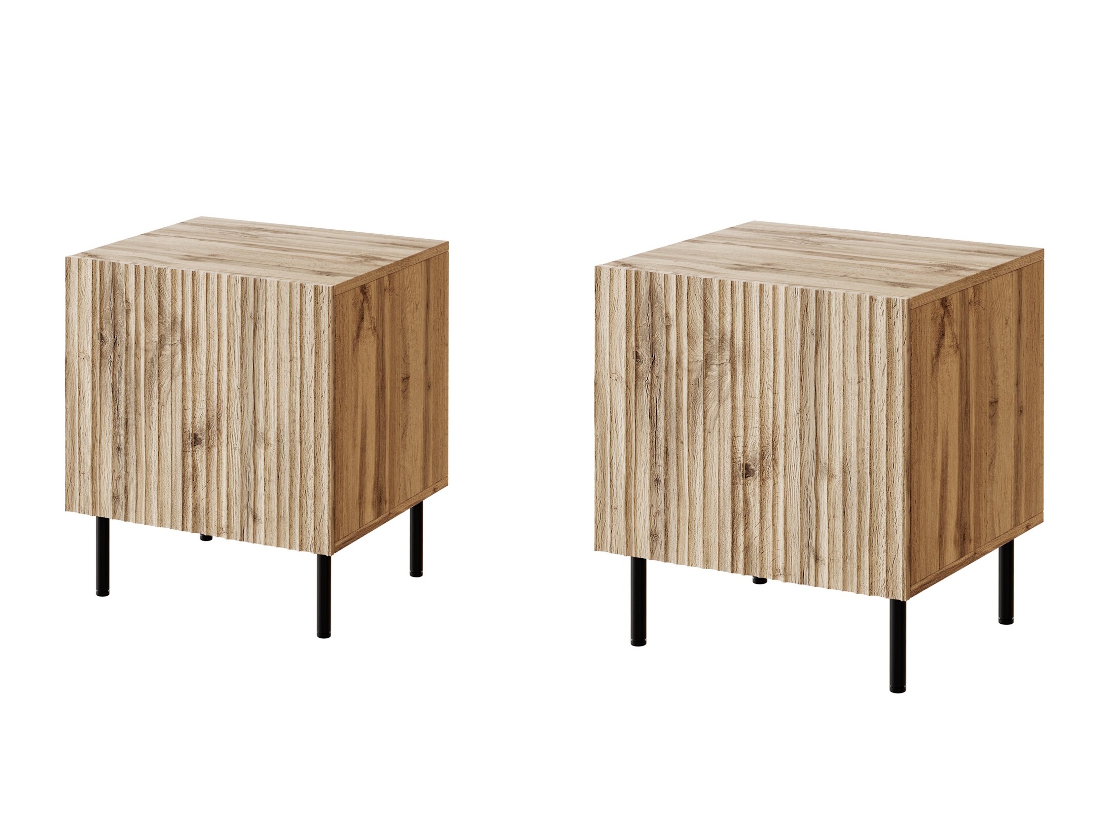 Set noćnih ormarića Lorelbo 102 (Wotan hrast + Crna)