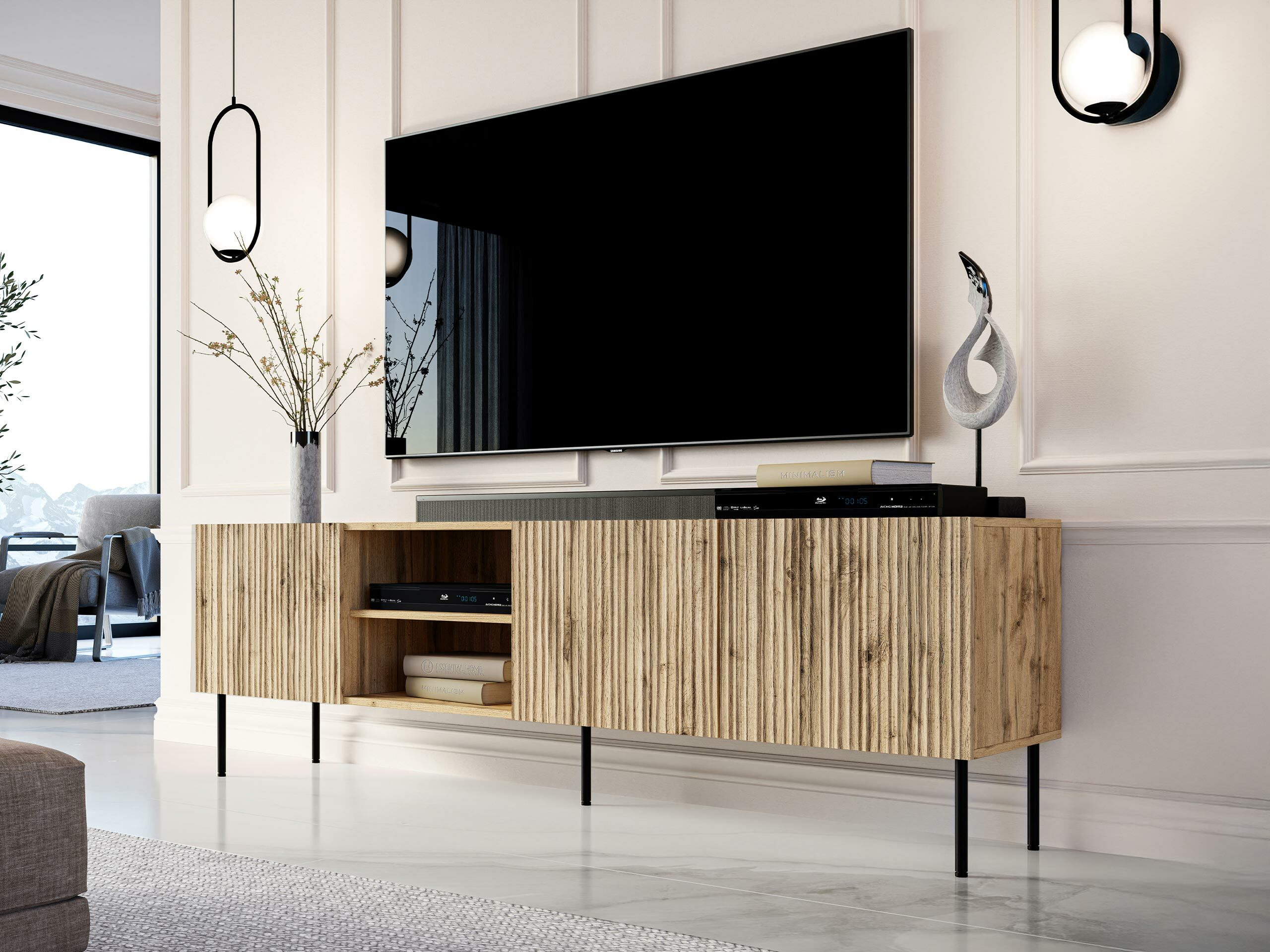 TV stol Lorelbo 103 (Wotan hrast + Crna)