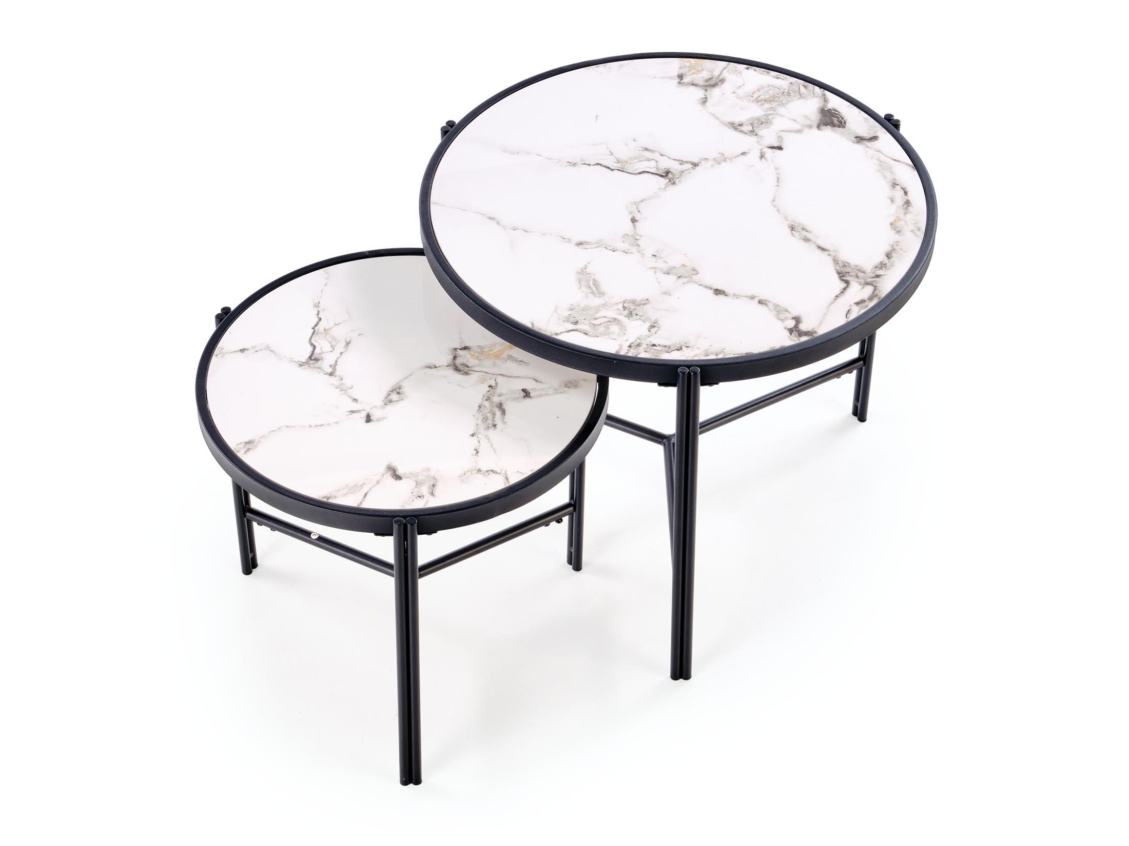 Set stolića za kavu Houston 1867 (Bijeli mramor + Crna)