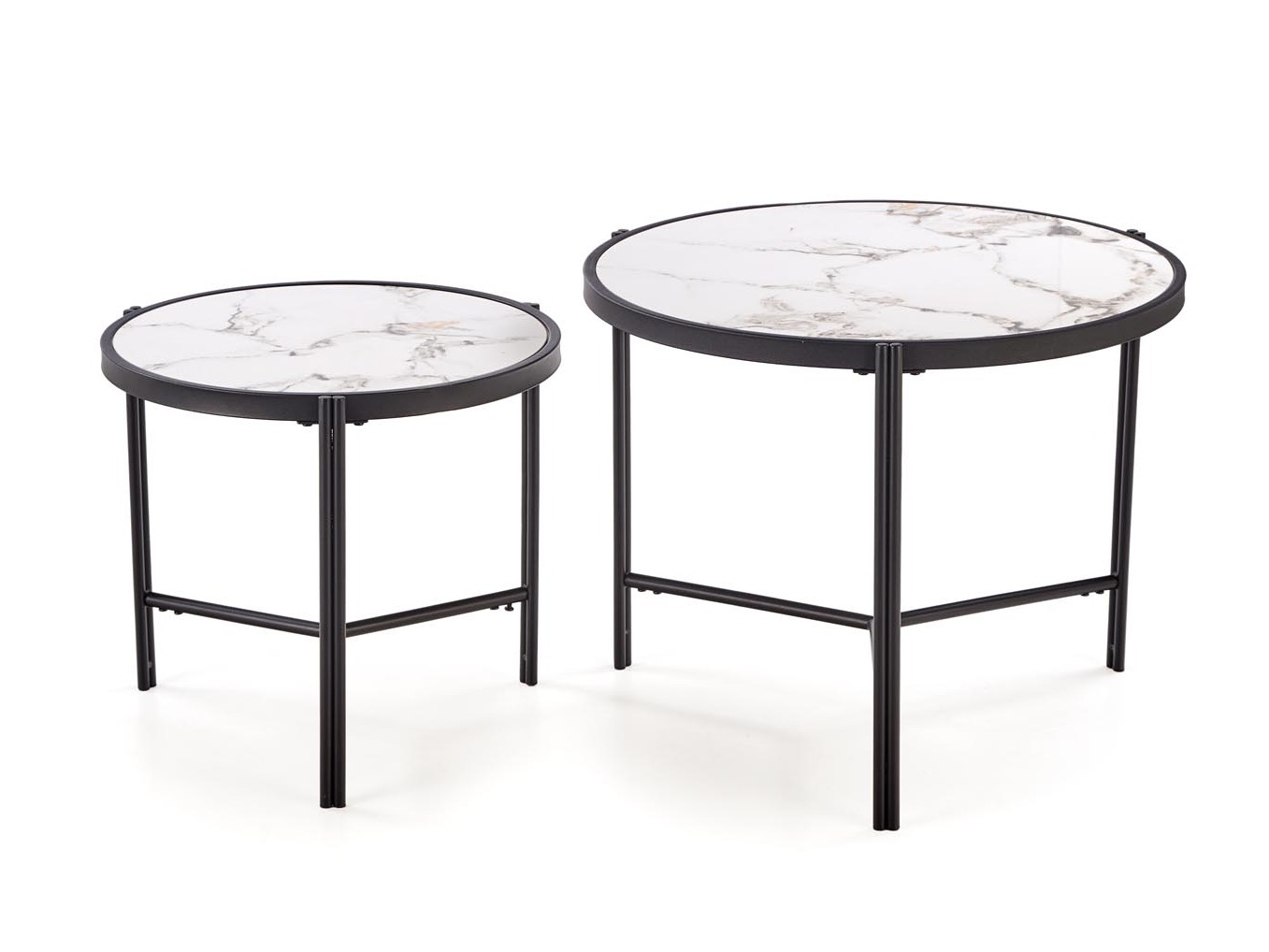 Set stolića za kavu Houston 1867 (Bijeli mramor + Crna)