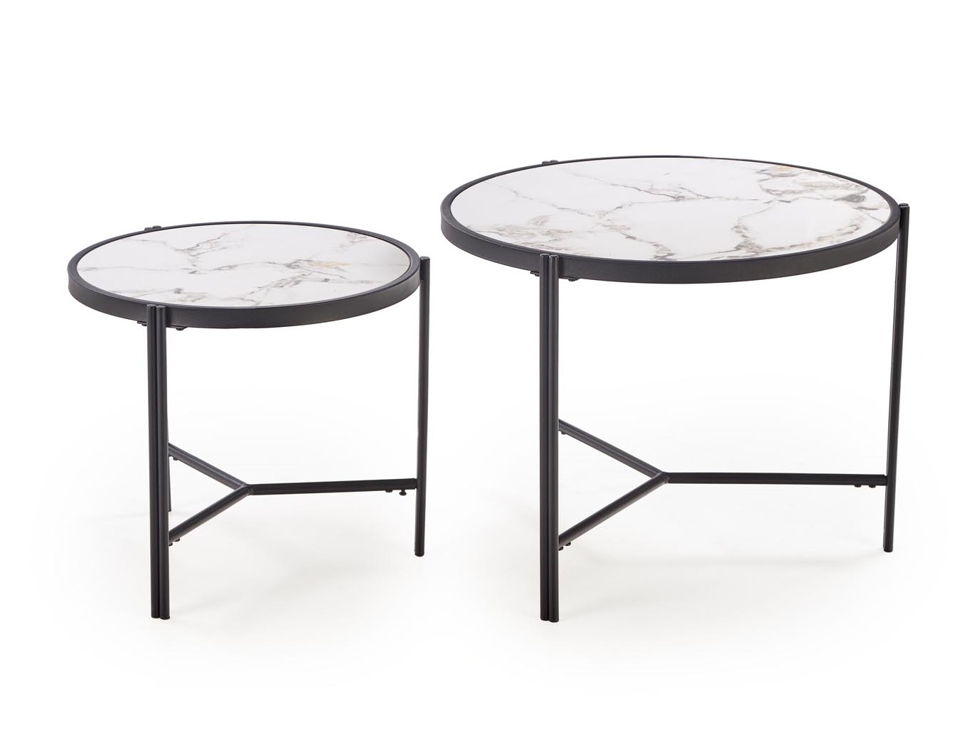 Set stolića za kavu Houston 1867 (Bijeli mramor + Crna)