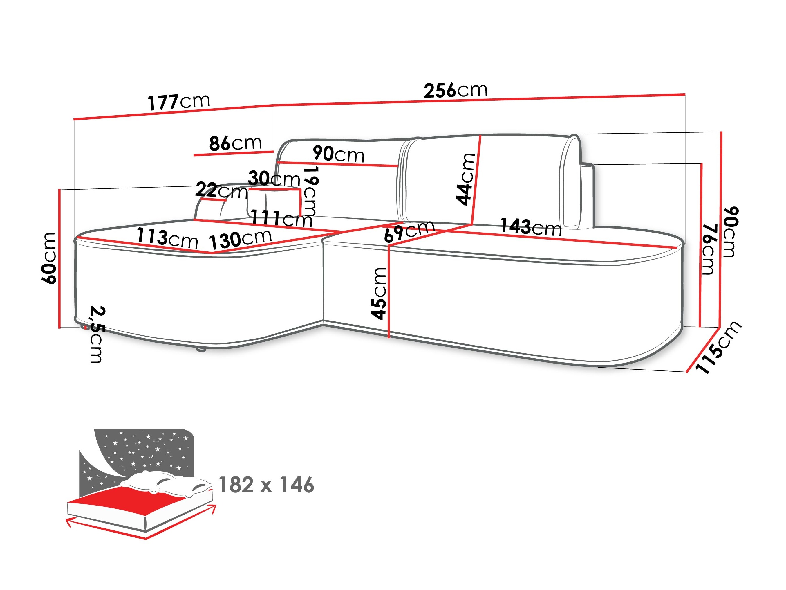 Kutna garnitura Comfivo 464 (Coral 75)