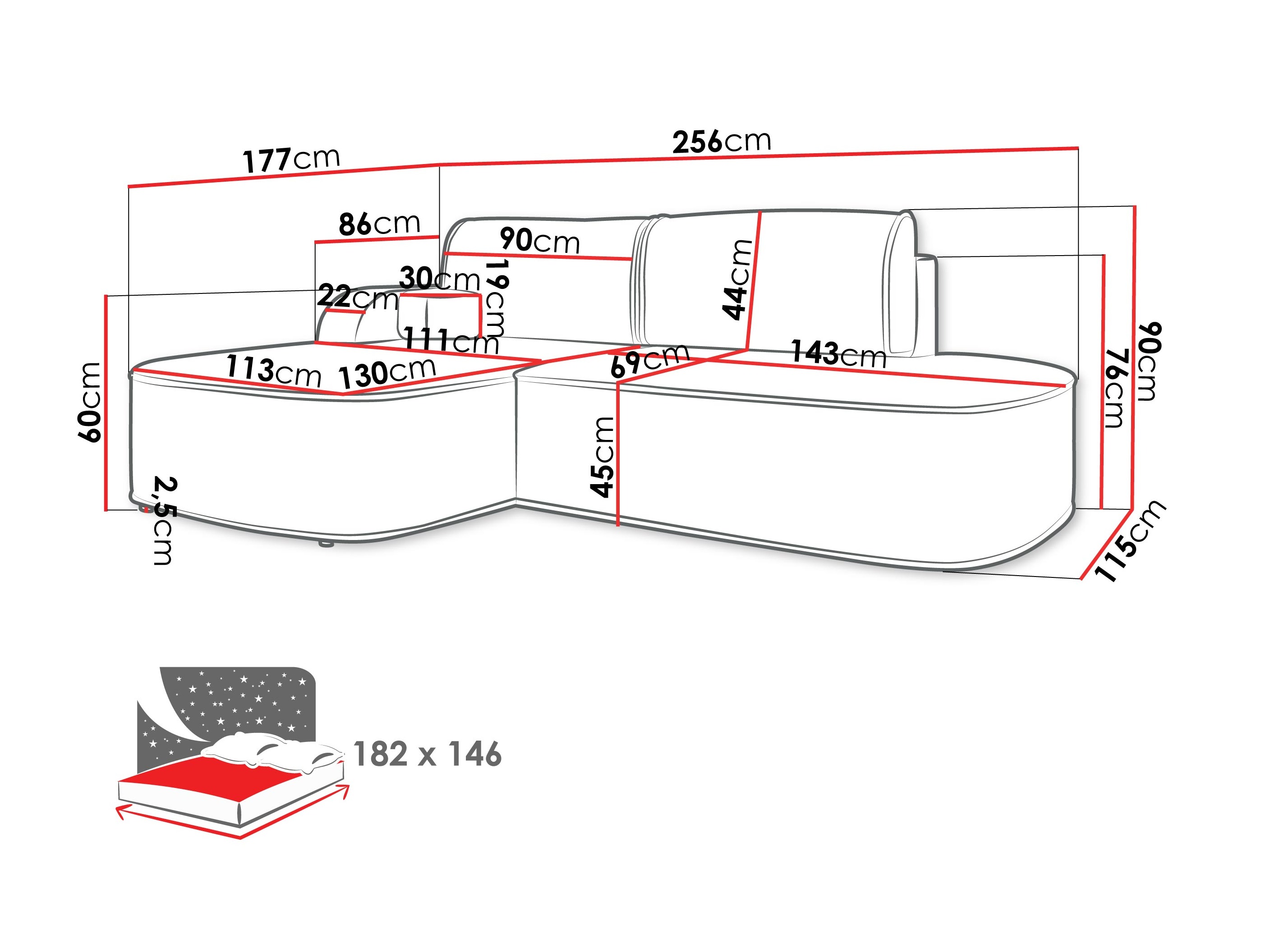 Kutna garnitura Comfivo Sensus (Coral 65)