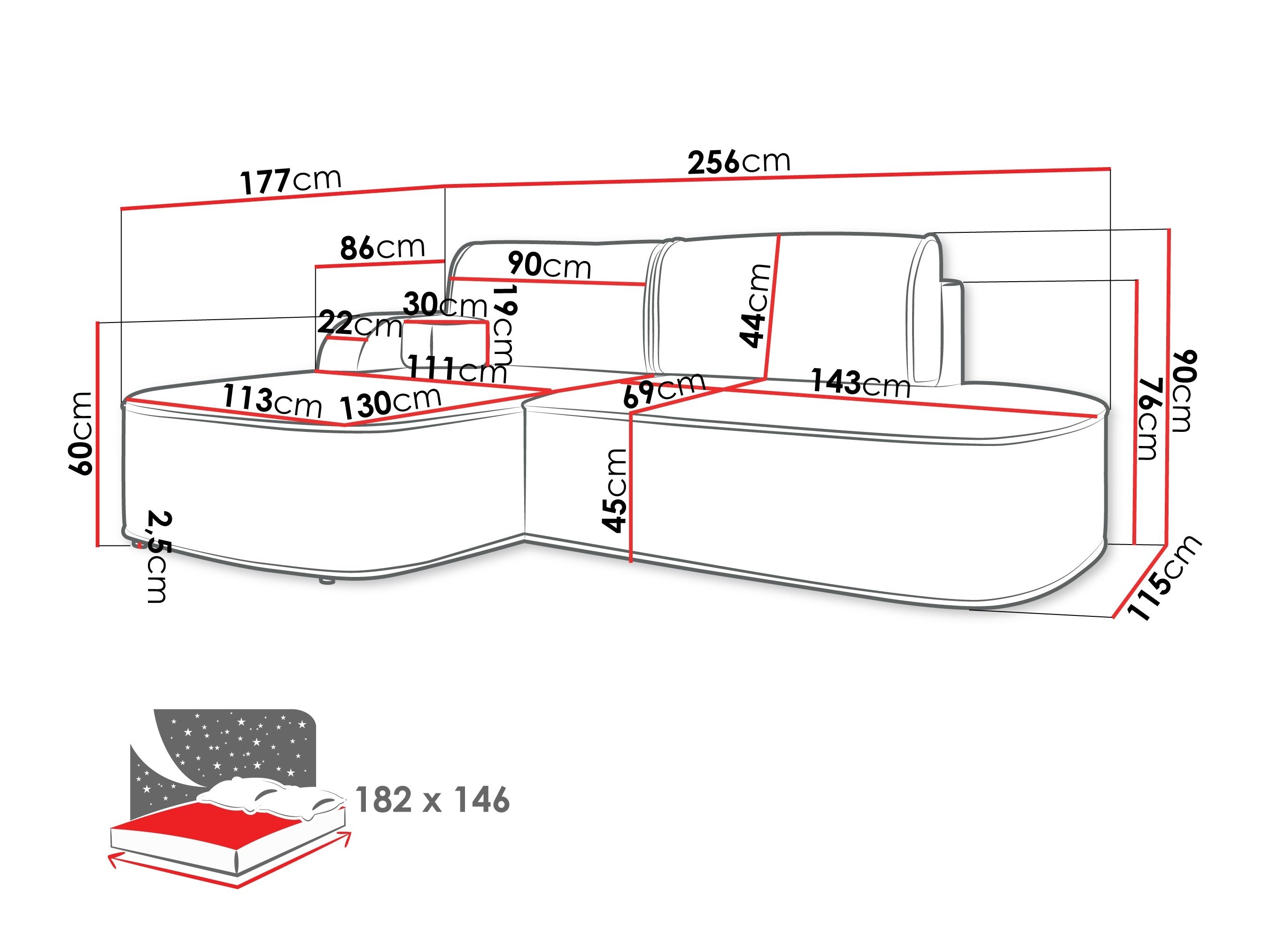 Kutna garnitura Comfivo Sensus (Coral 65)