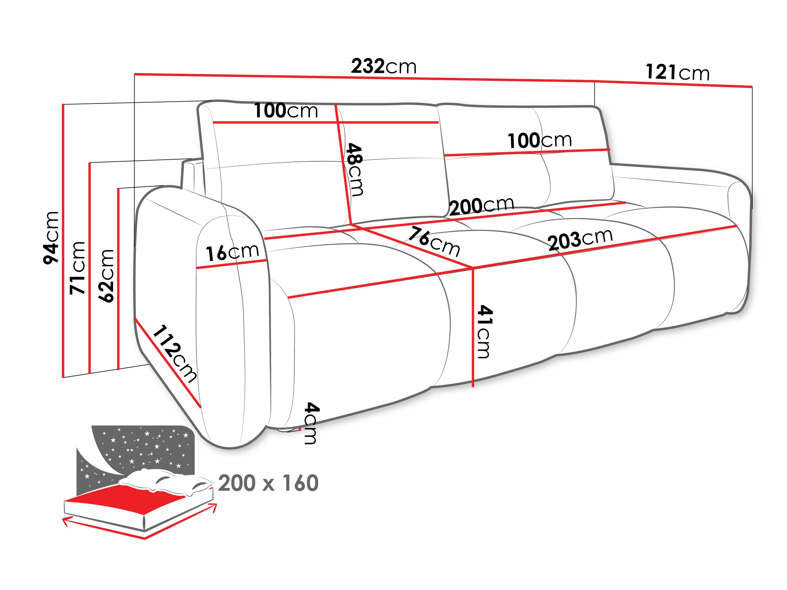 Kauč na razvlačenje Clinton 100 (Lambi 06)