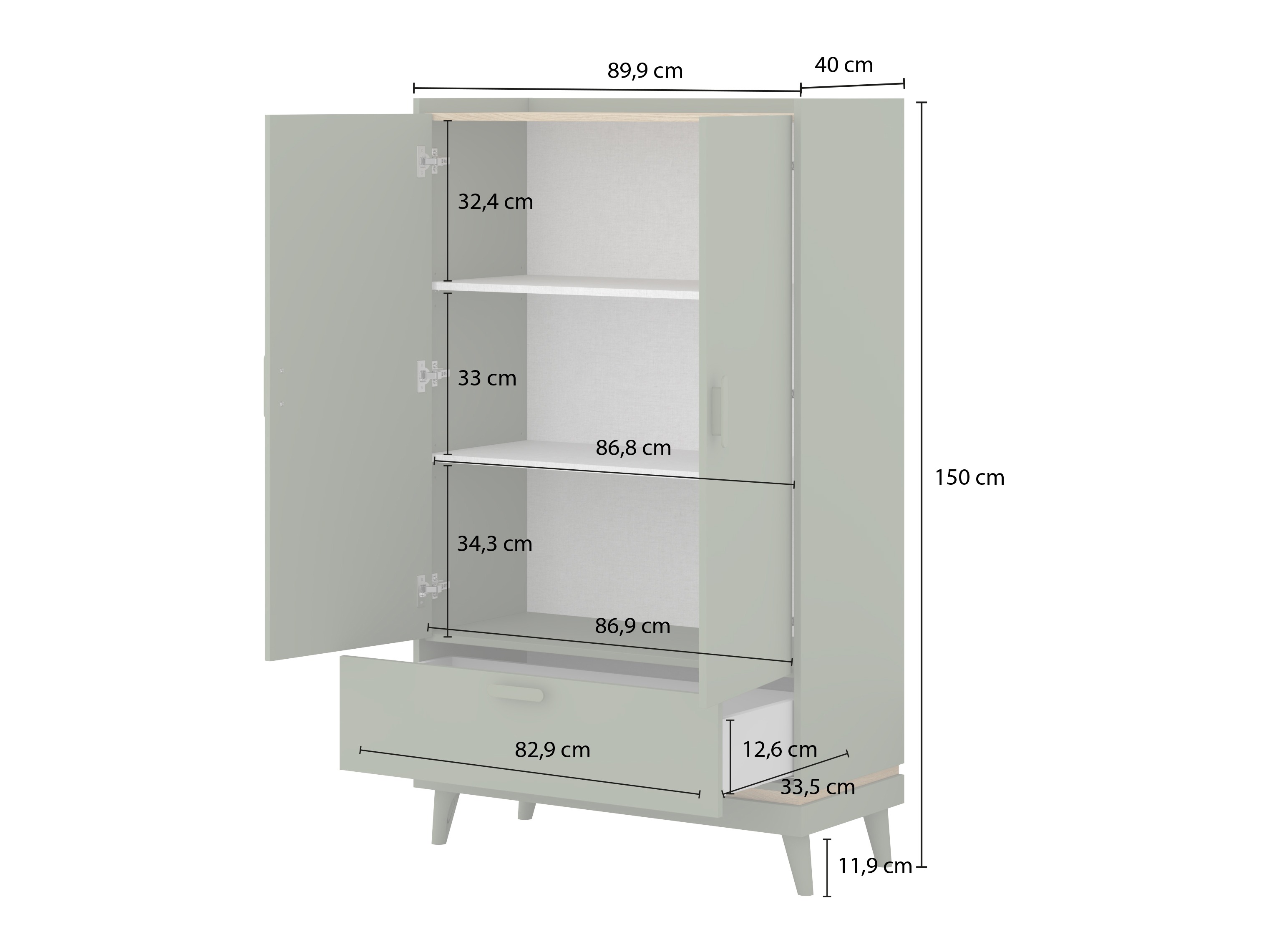 Polica Fertalu 105 (Zelena + Hrast)