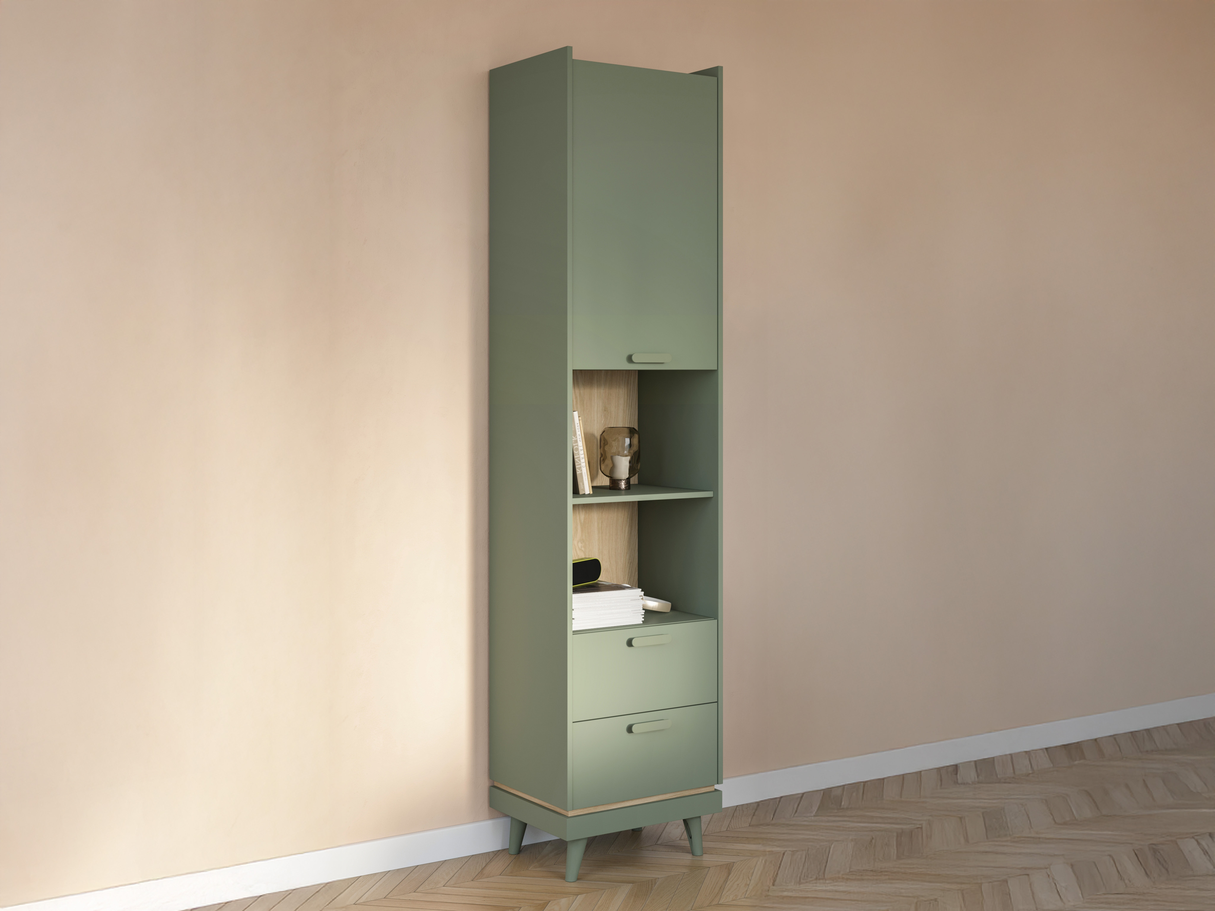 Polica Fertalu 106 (Zelena + Hrast)