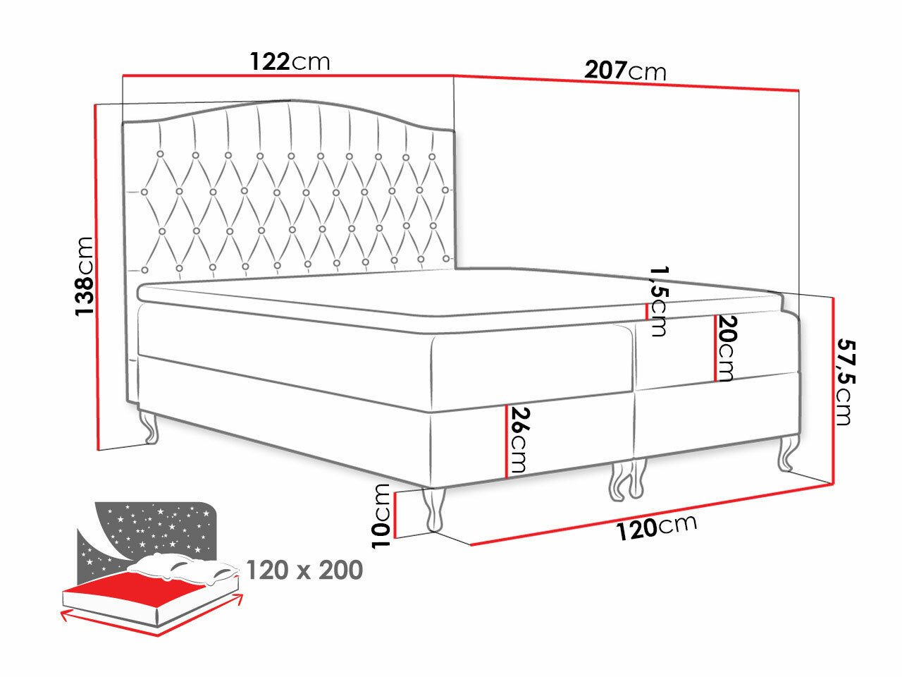 Boxspring krevet Urbs (Kronos 09)