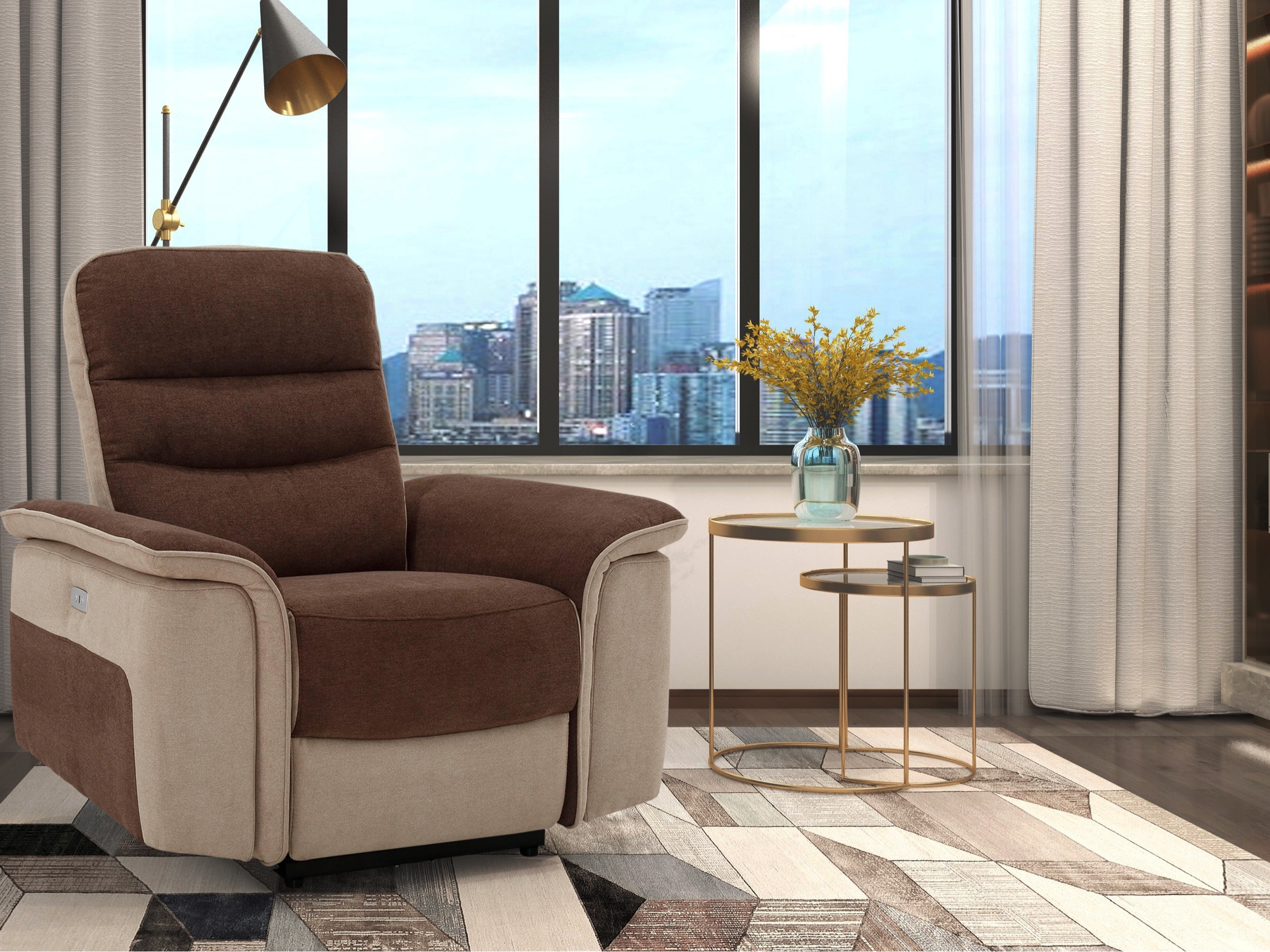 Podesiva fotelja Denton 680 (Smeđa + Bež)