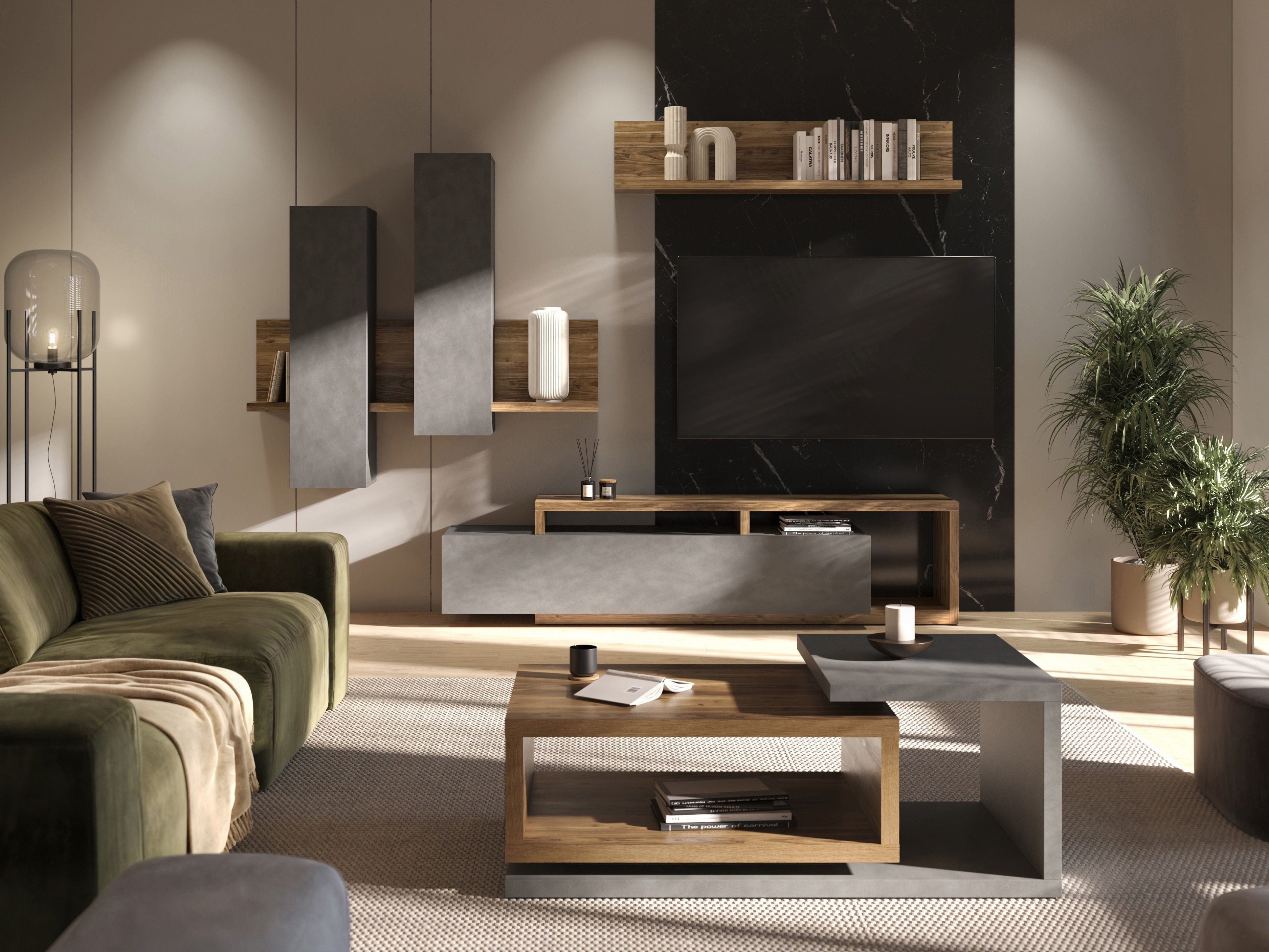 Stolić za kavu Lutiva 104 (Matera siva + Tamna smreka)