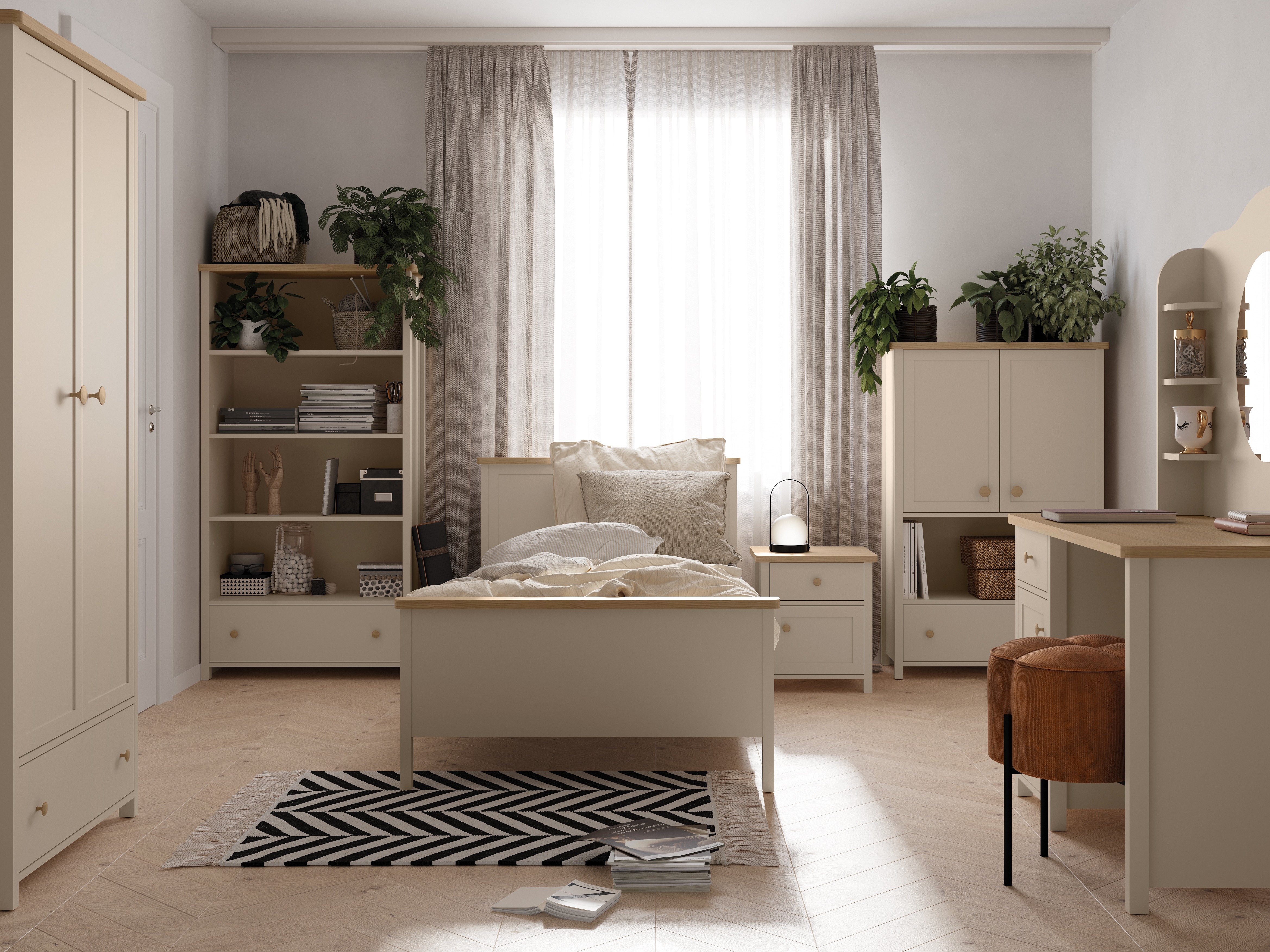 Polica Romelbo 142 (Bež + Hrast)