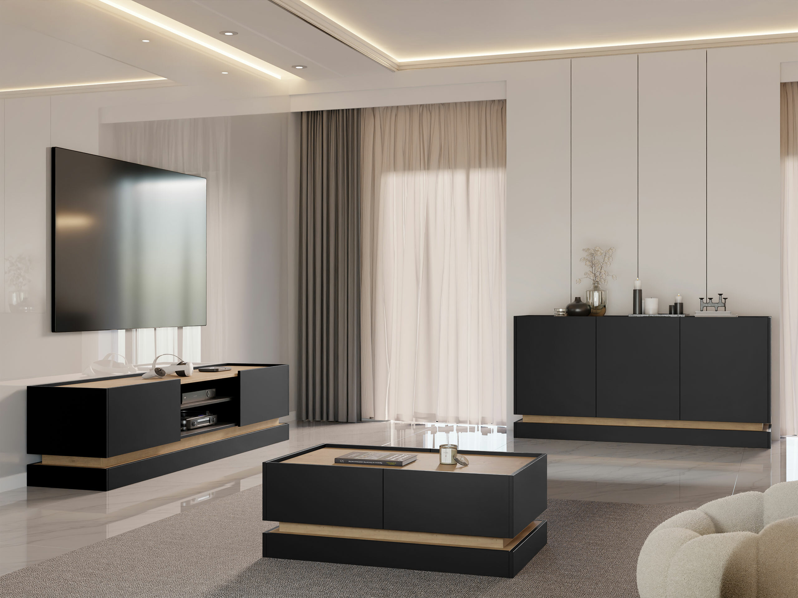 Ormarić Comfivo Dalvenu 101 (Crna + Hrast)