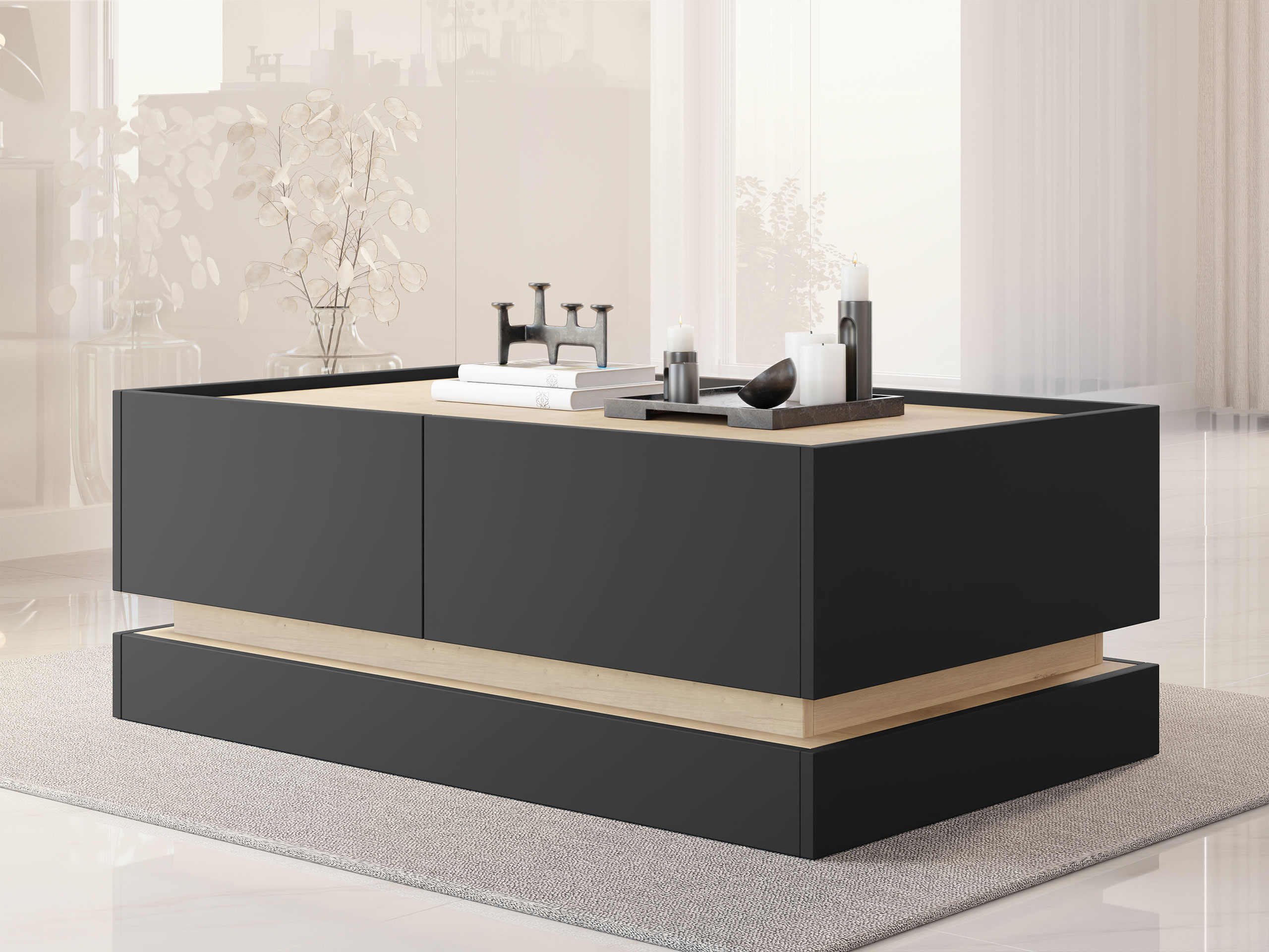 Stolić za kavu Comfivo Tilia (Crna + Hrast)