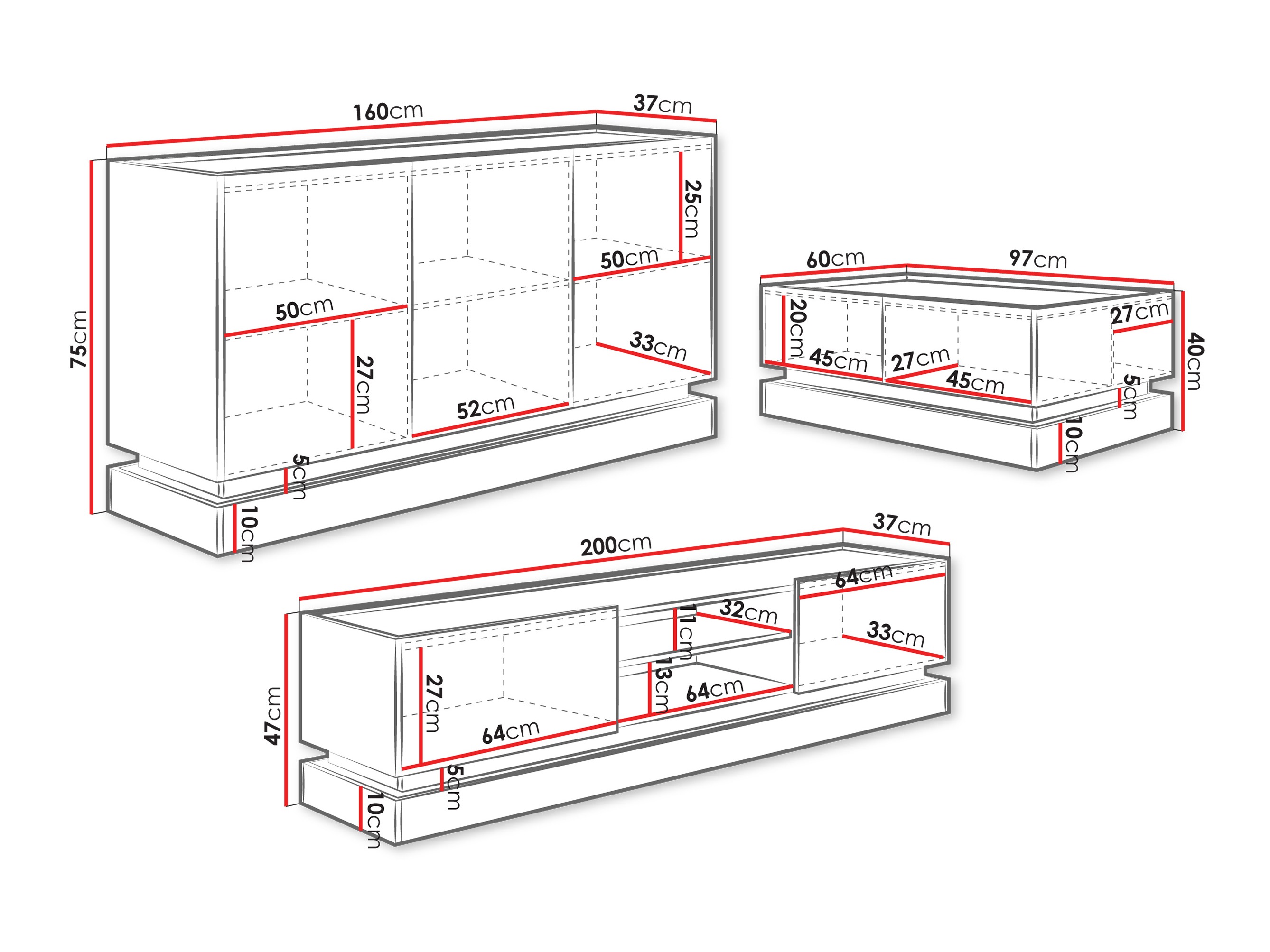 Set za dnevni boravak Comfivo Dalvenu 104 (Crna + Hrast)