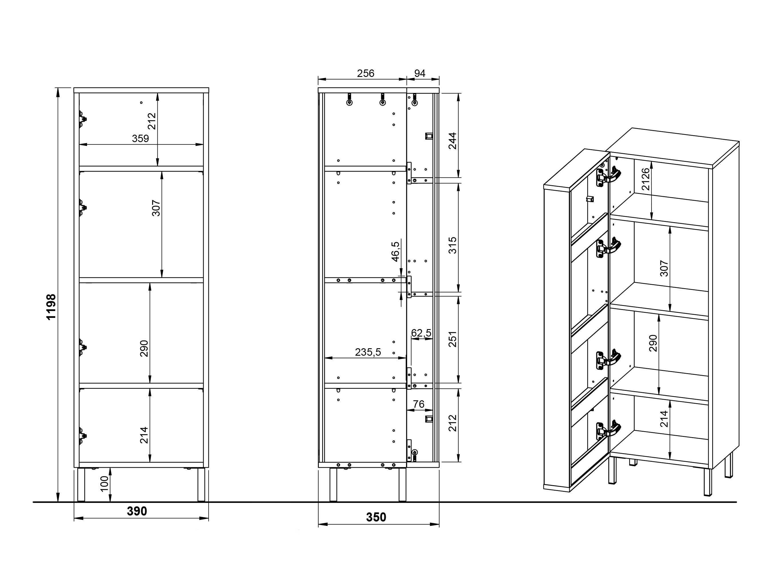 Samostojeći kupaonski ormarić Fenetro 101