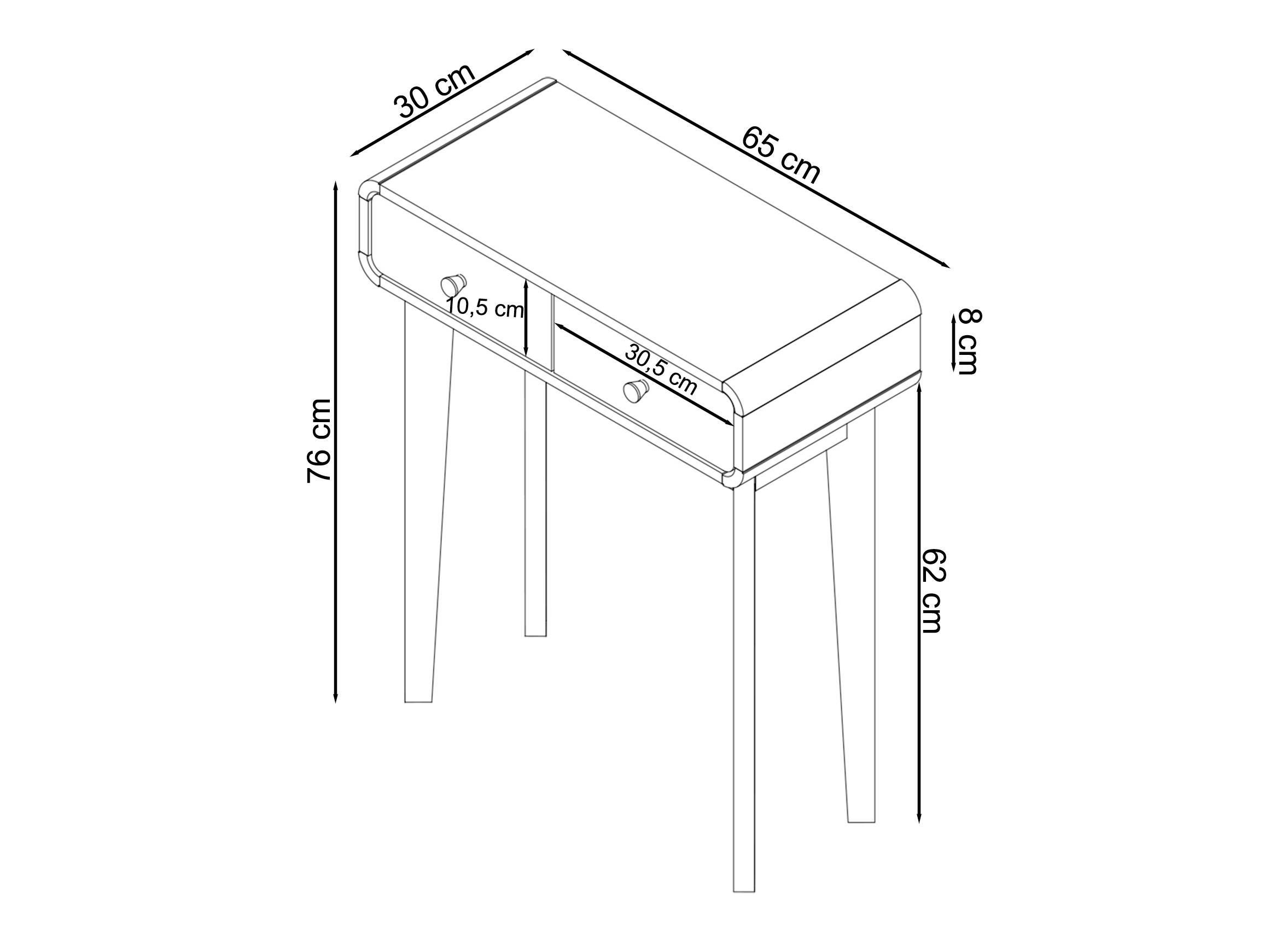 Konzolni stolić Elbtena 106 (Bijela + Hrast)