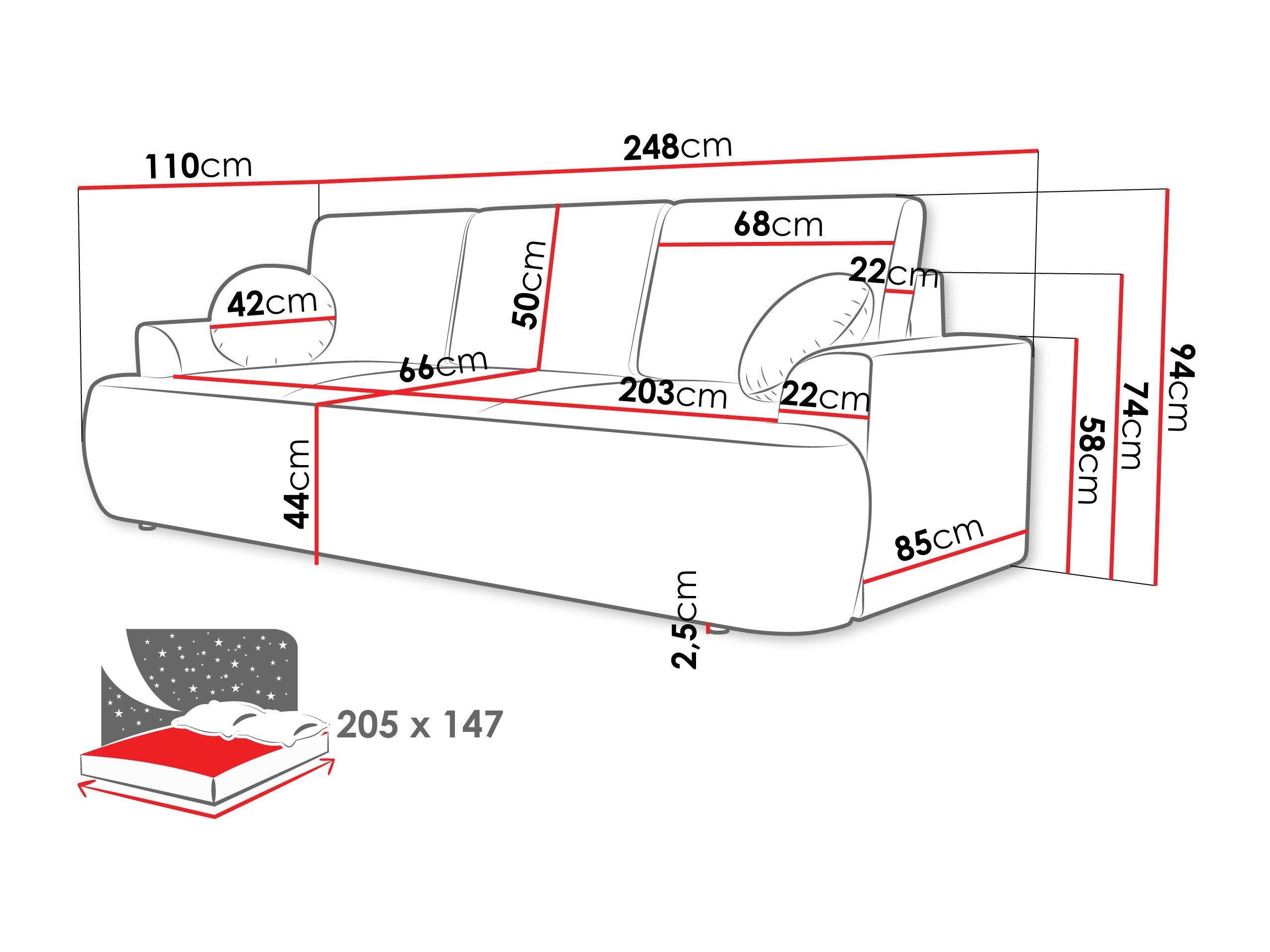 Kauč na razvlačenje Bountiful 104 (Lima 50)