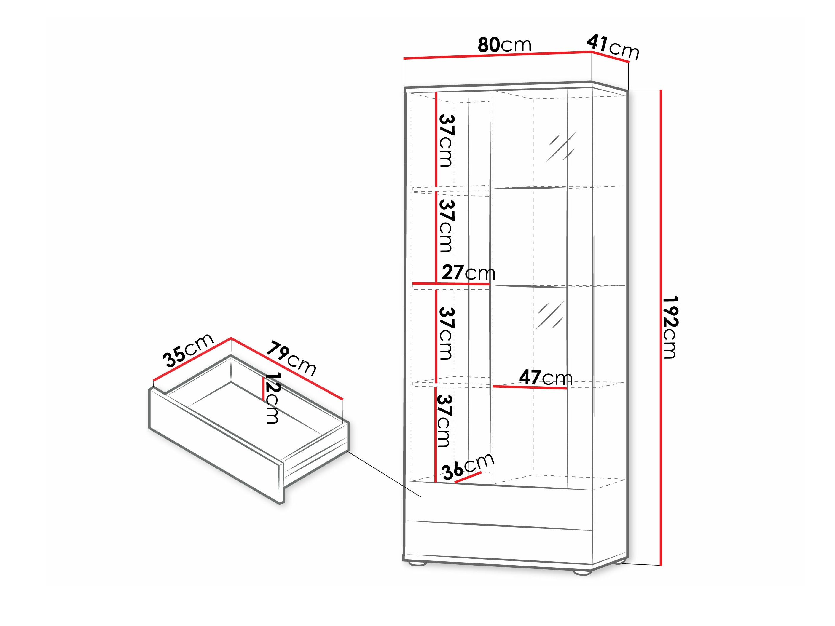 Polica Tornola 105 (Crna + Sjajno crna)