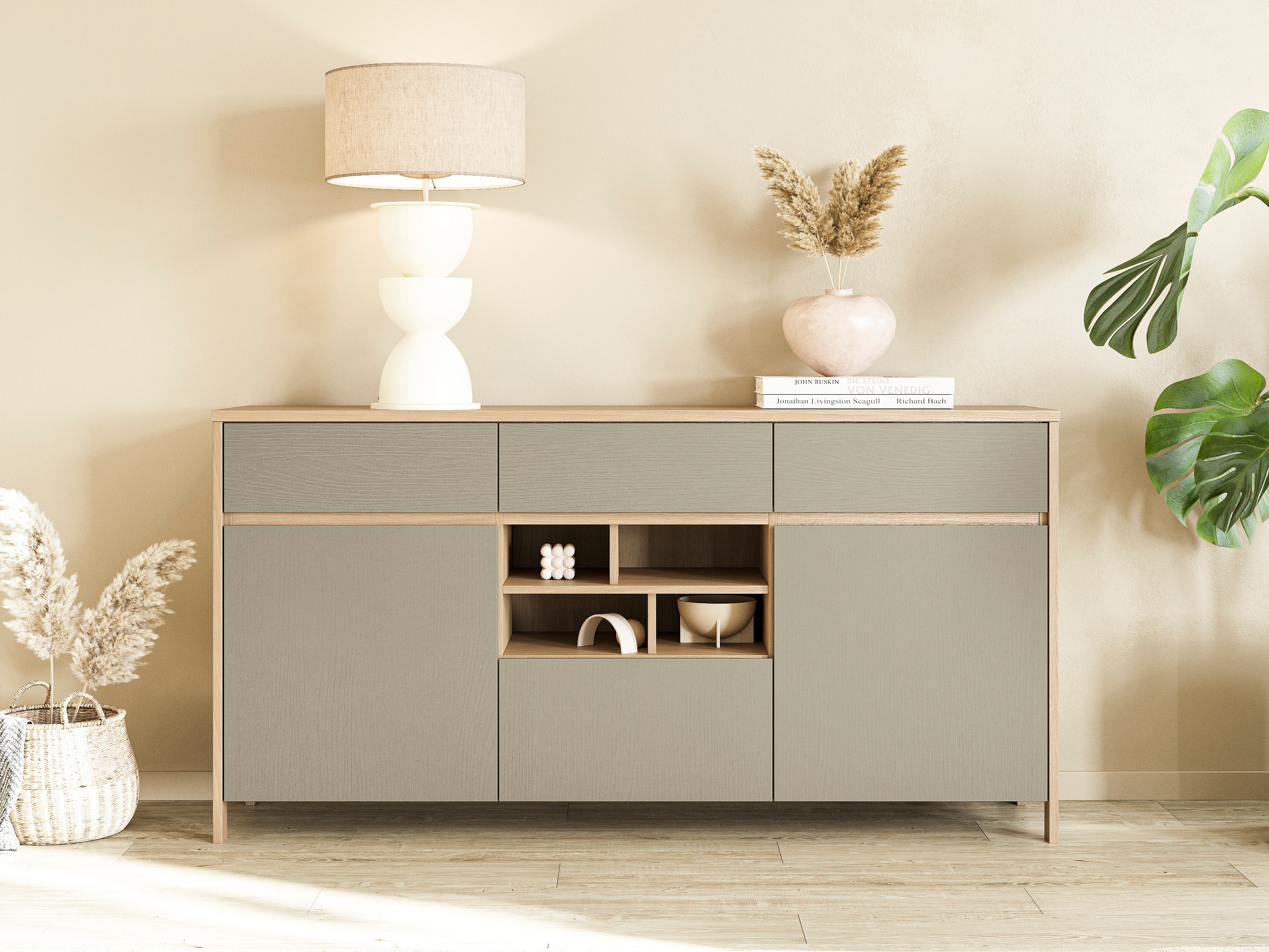 Komoda Fermaru 104 (Zagasito zelena + Hrast)