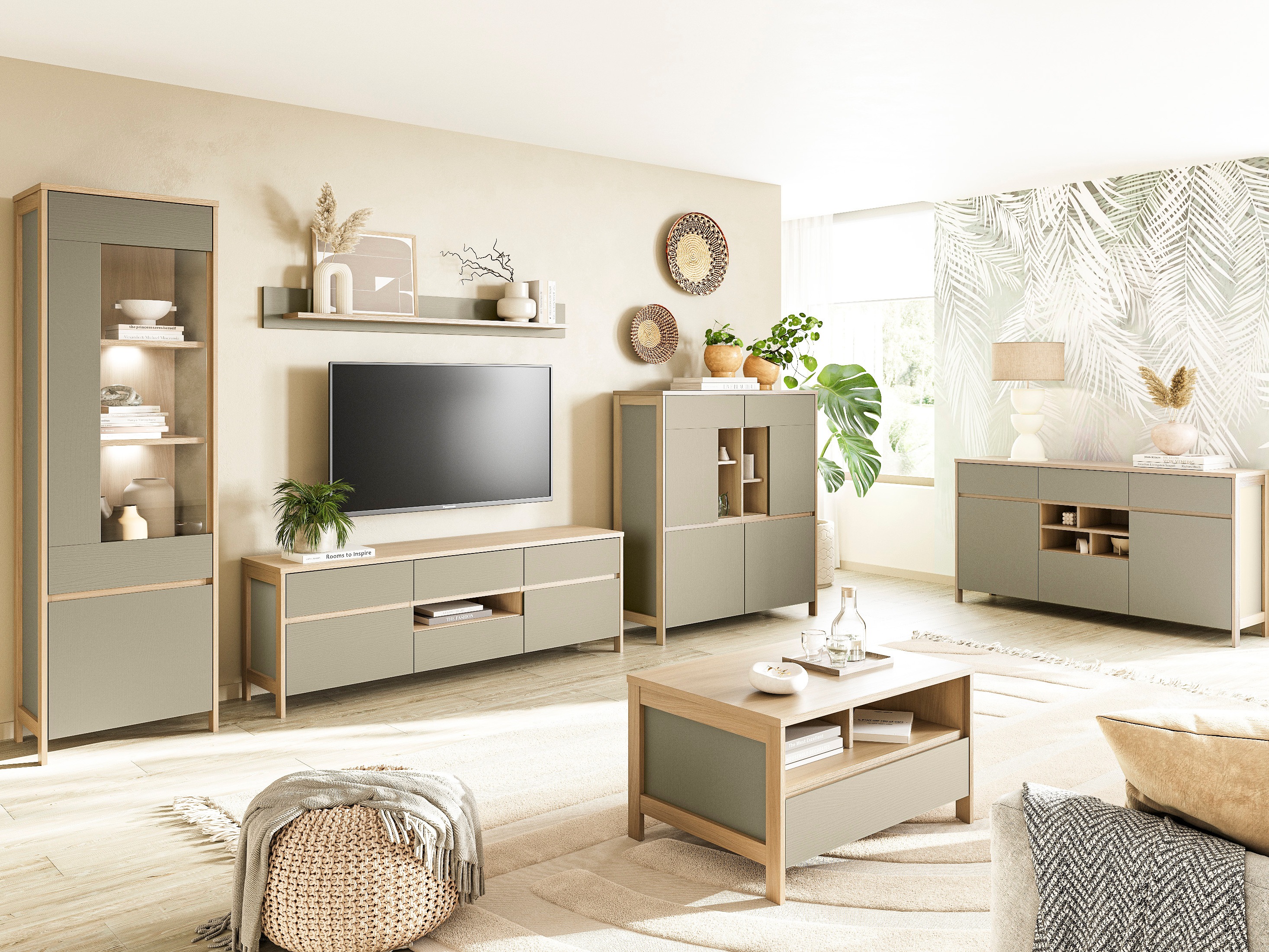 Komoda Fermaru 104 (Zagasito zelena + Hrast)