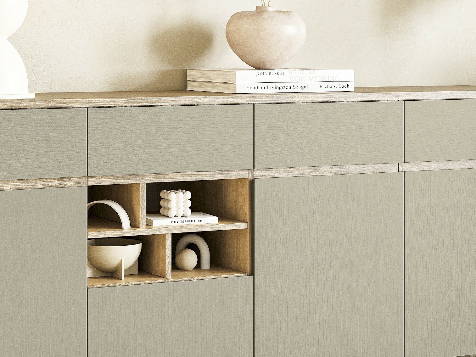 Komoda Fermaru 105 (Zagasito zelena + Hrast)