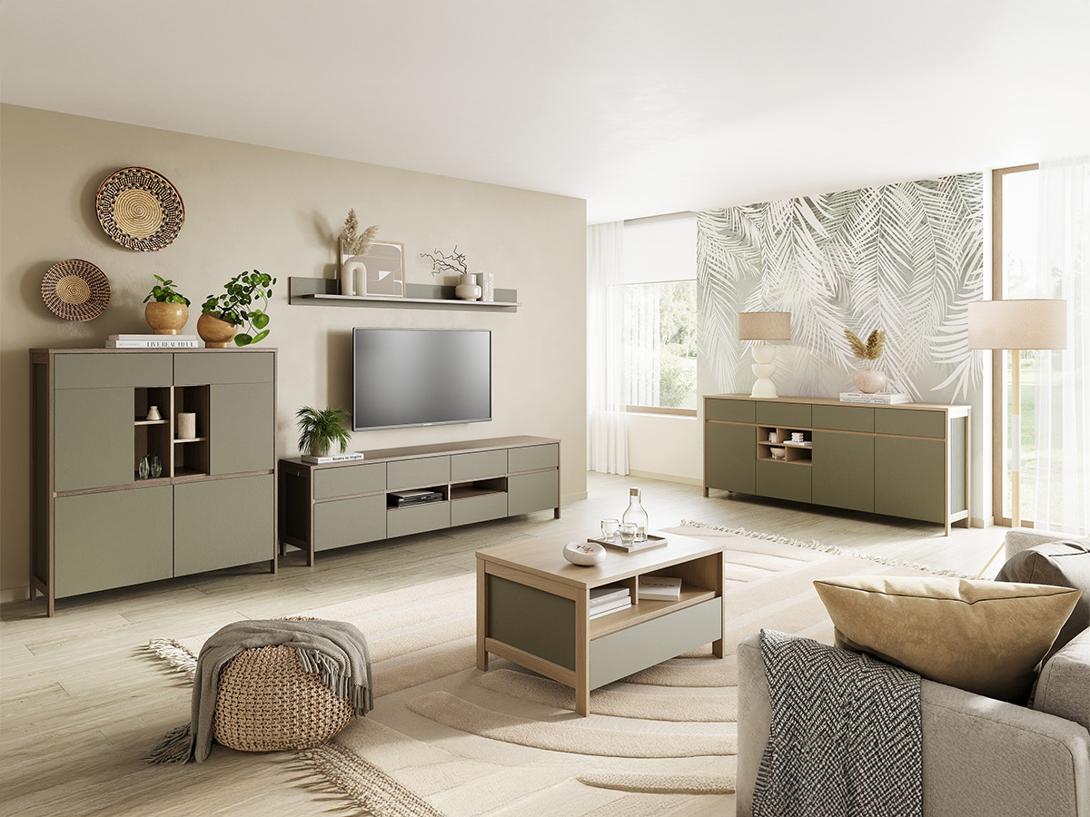 Komoda Fermaru 105 (Zagasito zelena + Hrast)