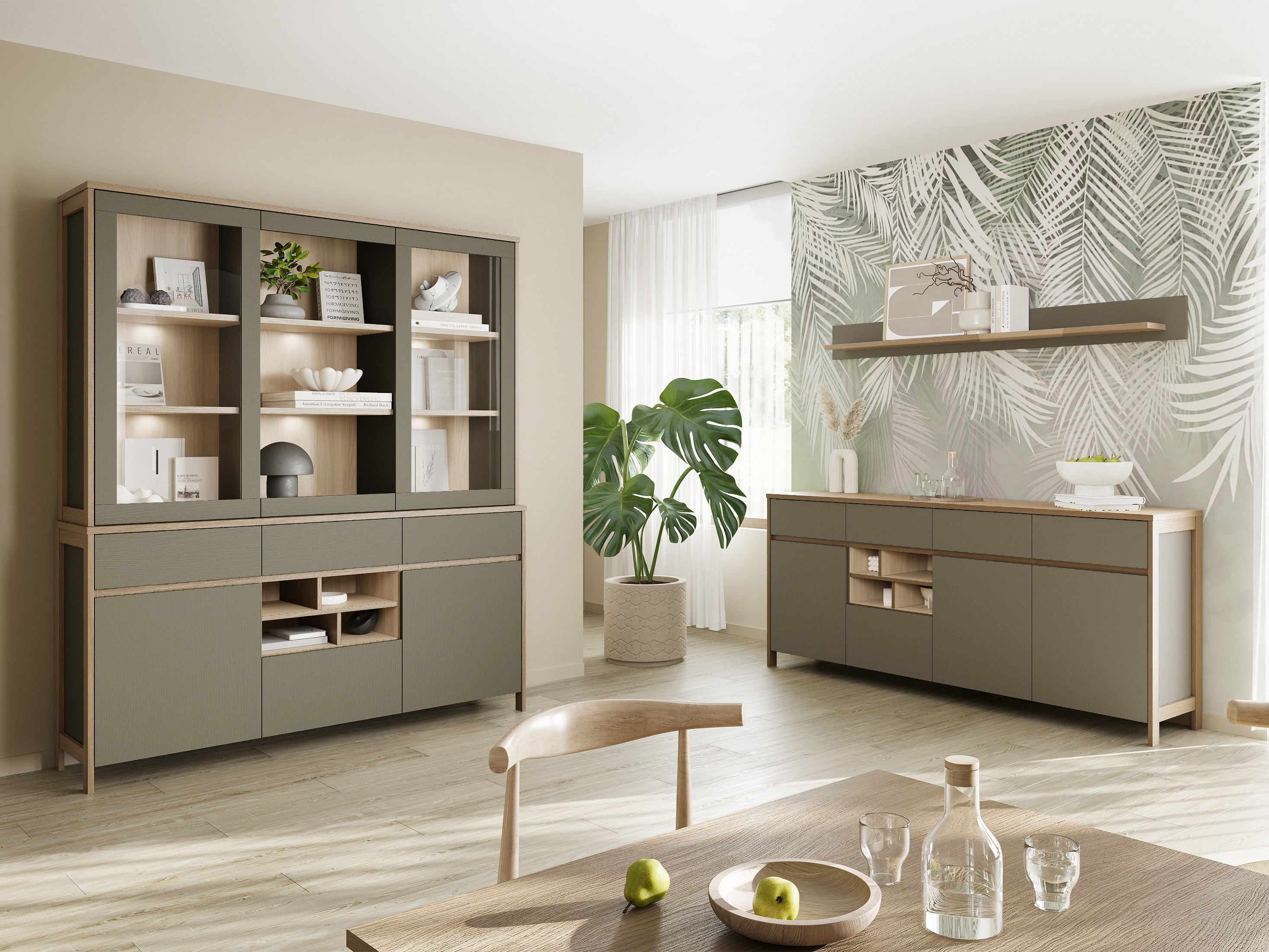 Polica Fermaru 100 (Zagasito zelena + Hrast)