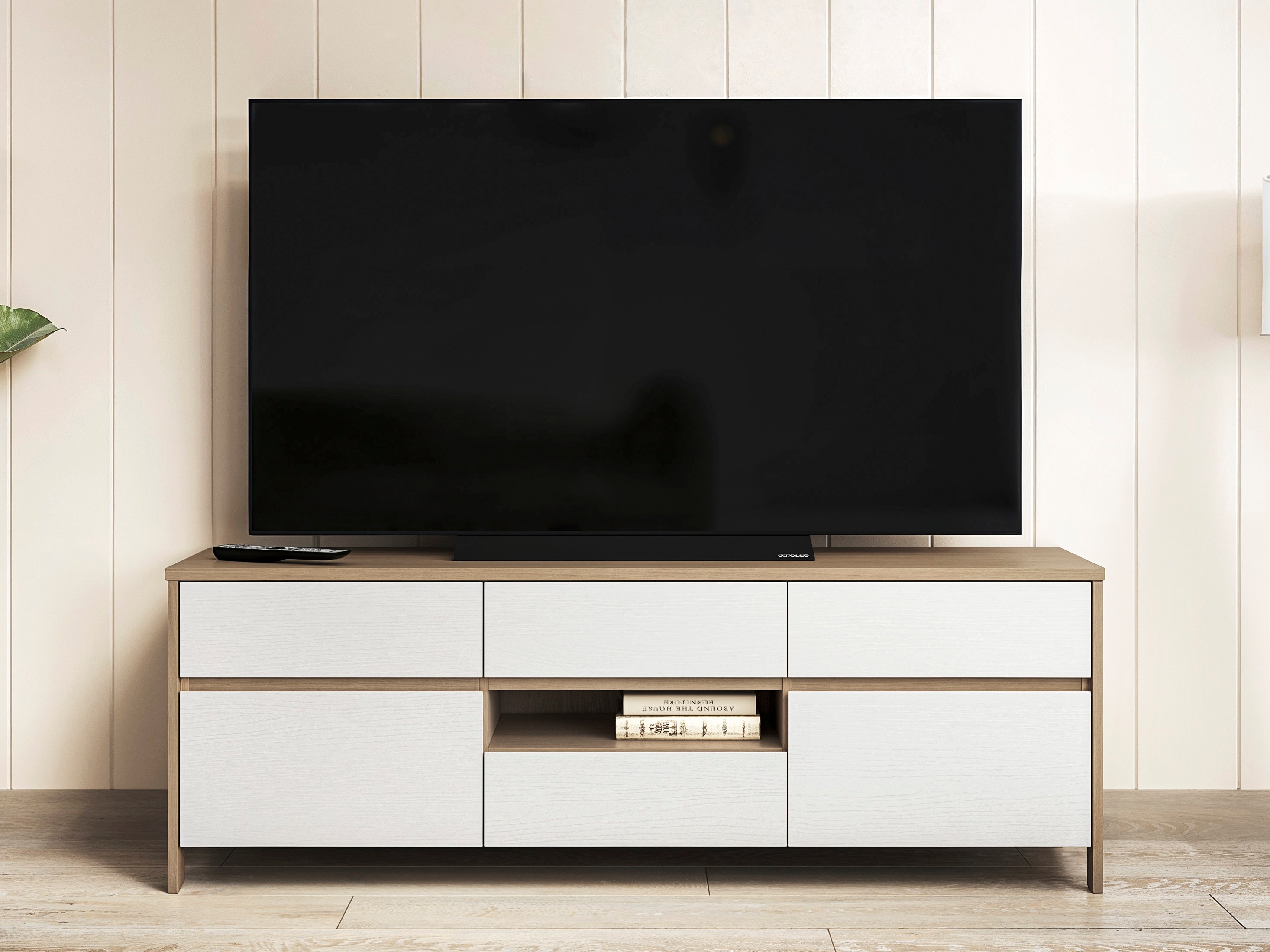 TV stol Fermaru 102 (Bijela + Hrast)