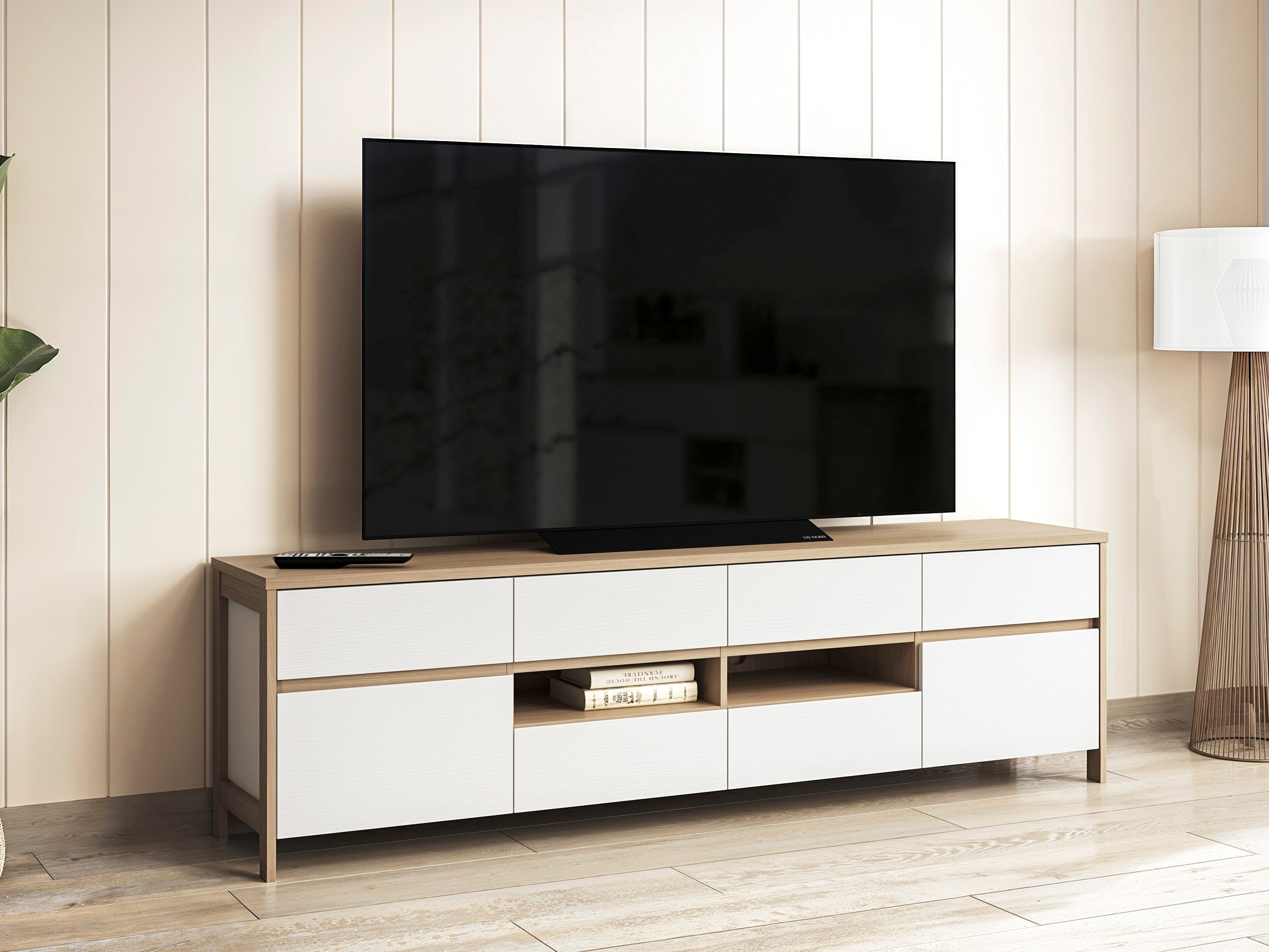 TV stol Fermaru 103 (Bijela + Hrast)