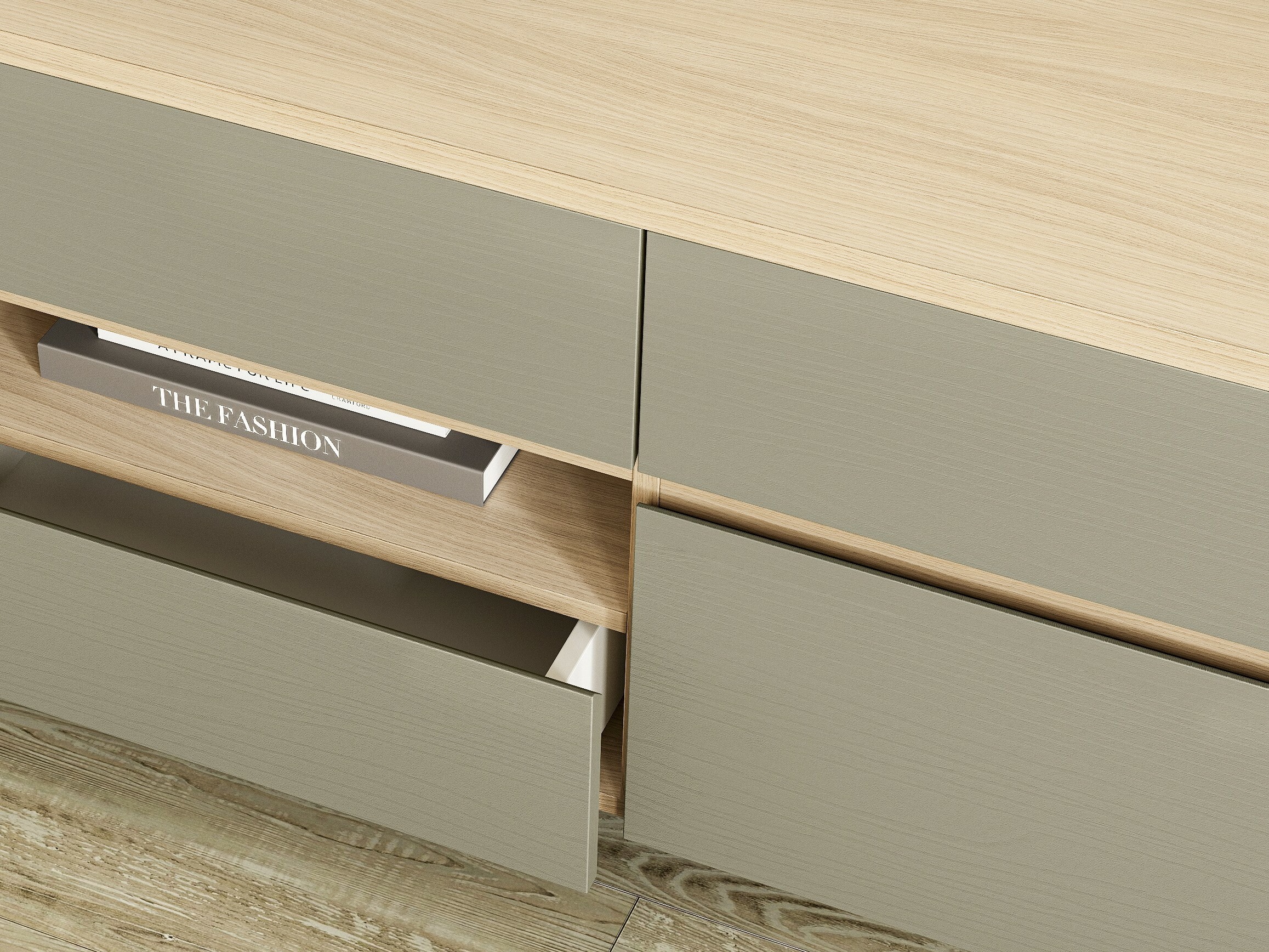 TV stol Fermaru 103 (Zagasito zelena + Hrast)