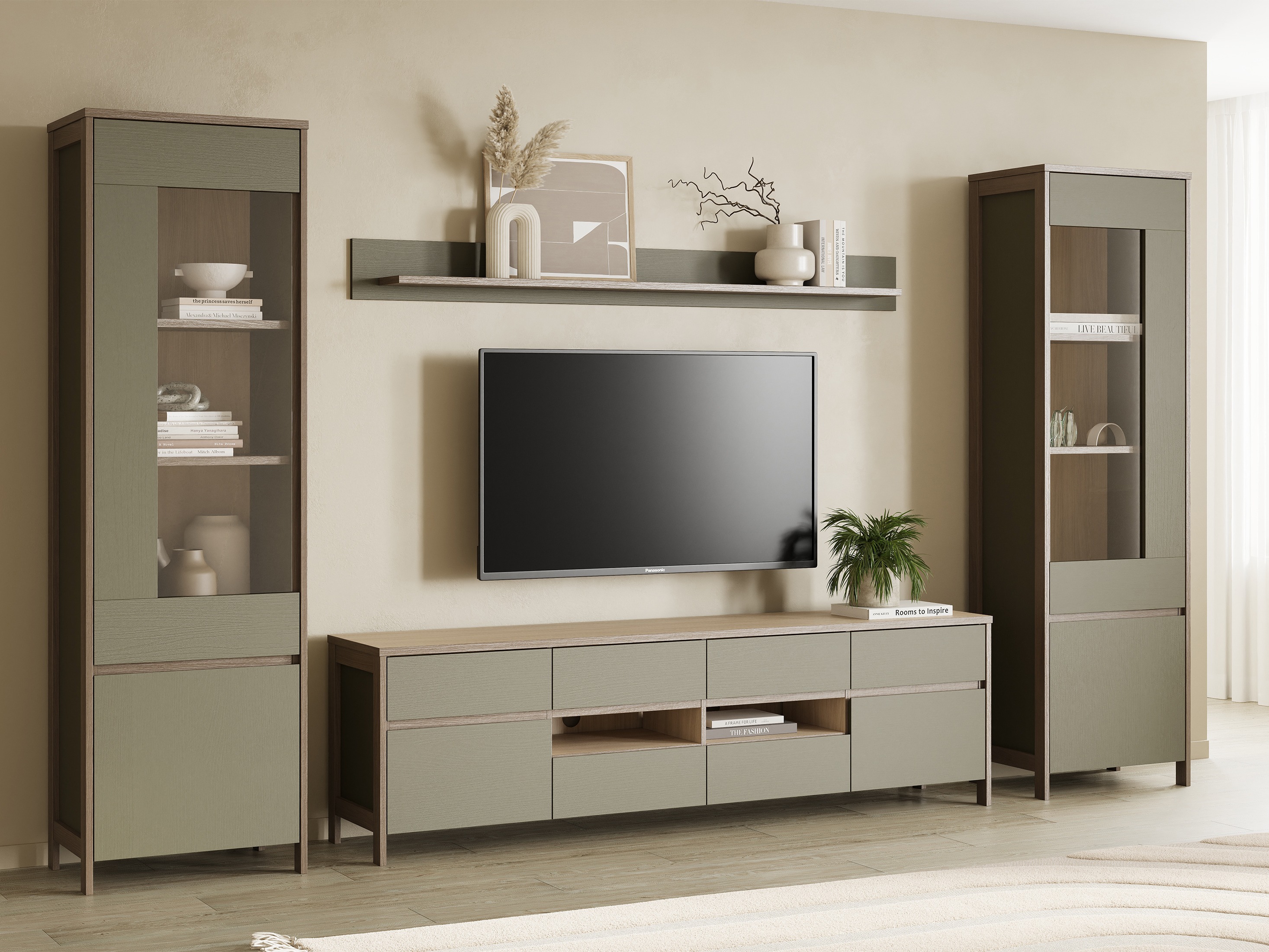 TV stol Fermaru 103 (Zagasito zelena + Hrast)