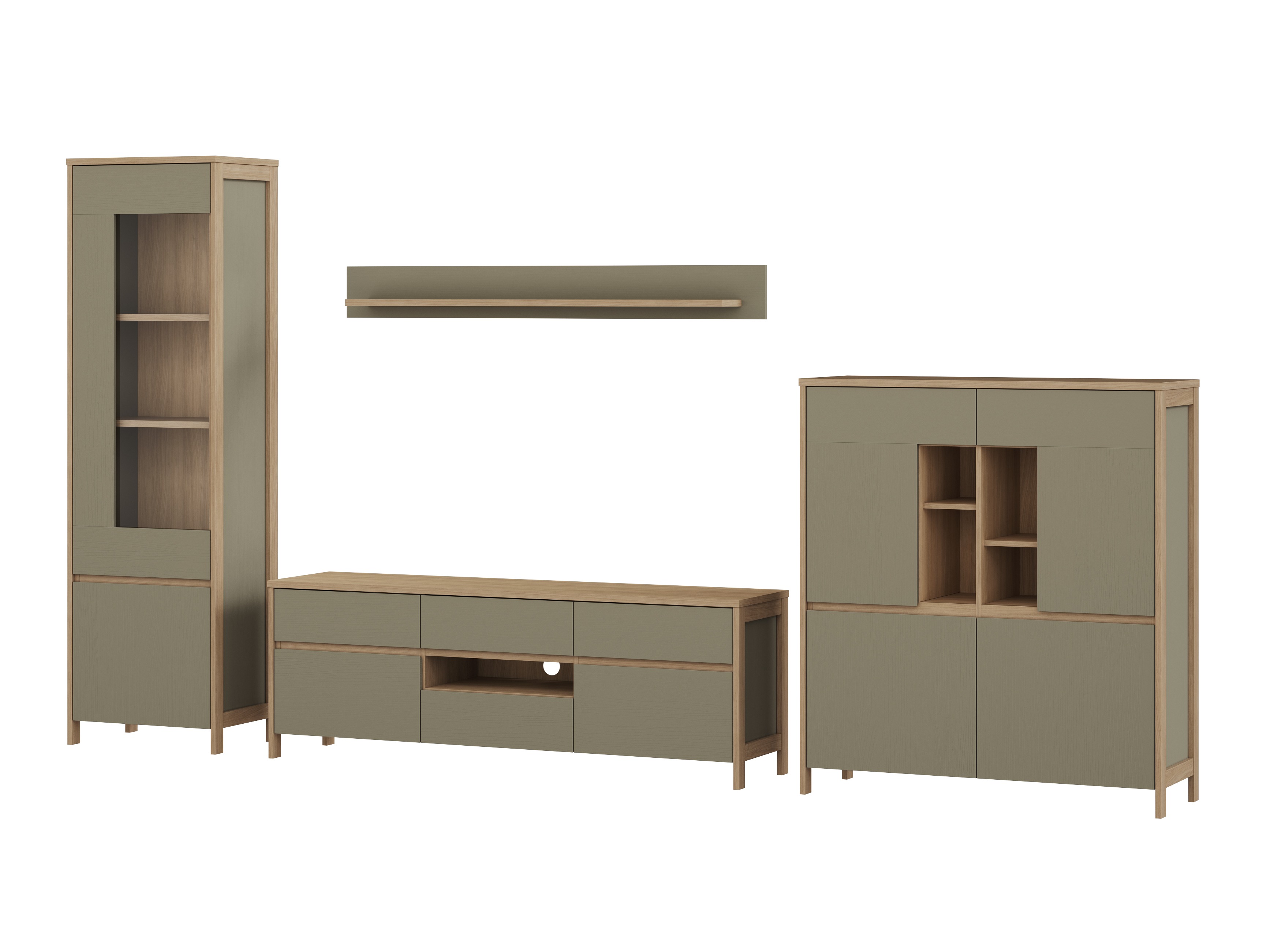 Dnevni boravak Fermaru 110 (Prašnjavo zelena + Hrast)