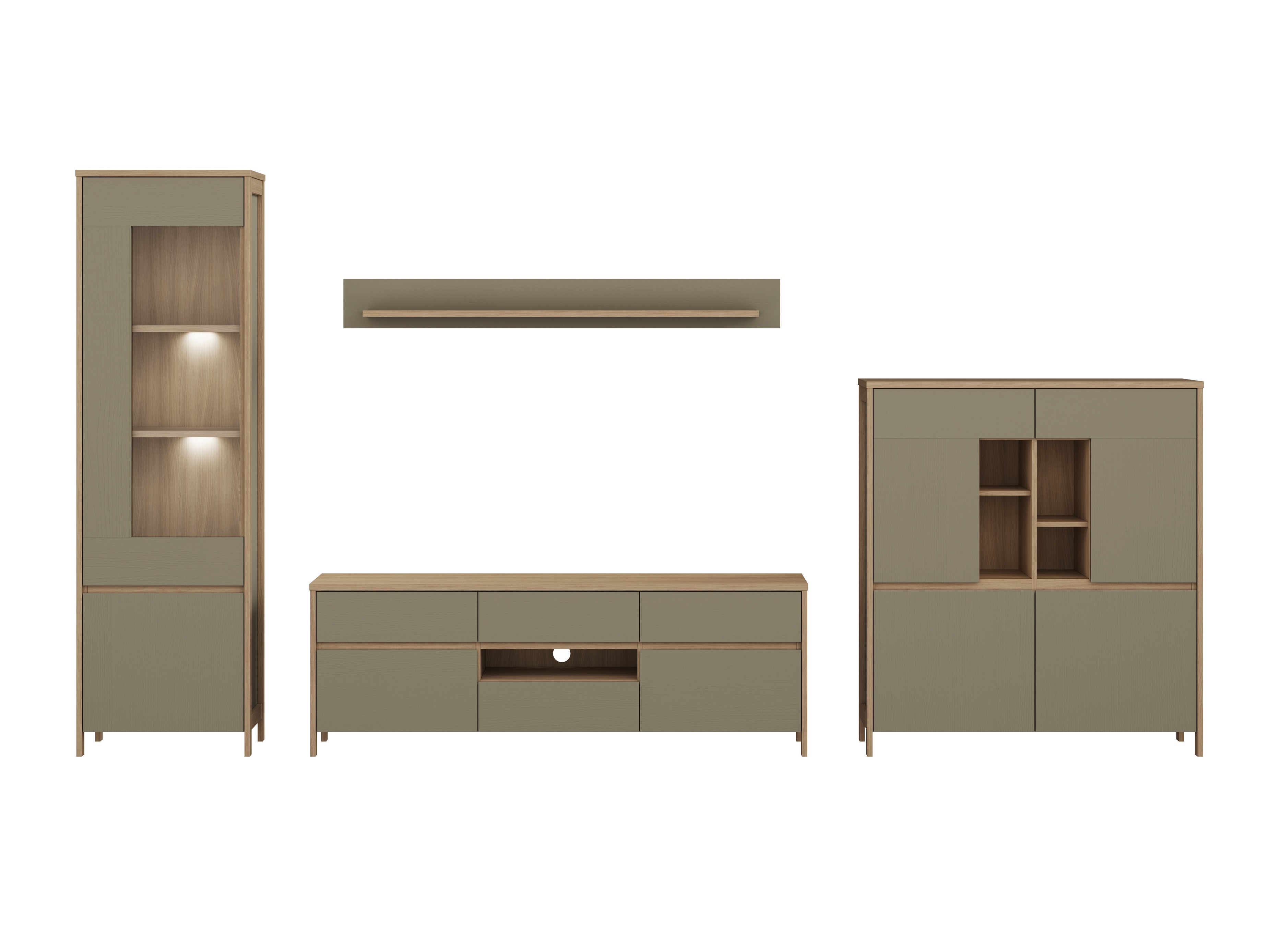 Dnevni boravak Fermaru 110 (Prašnjavo zelena + Hrast)