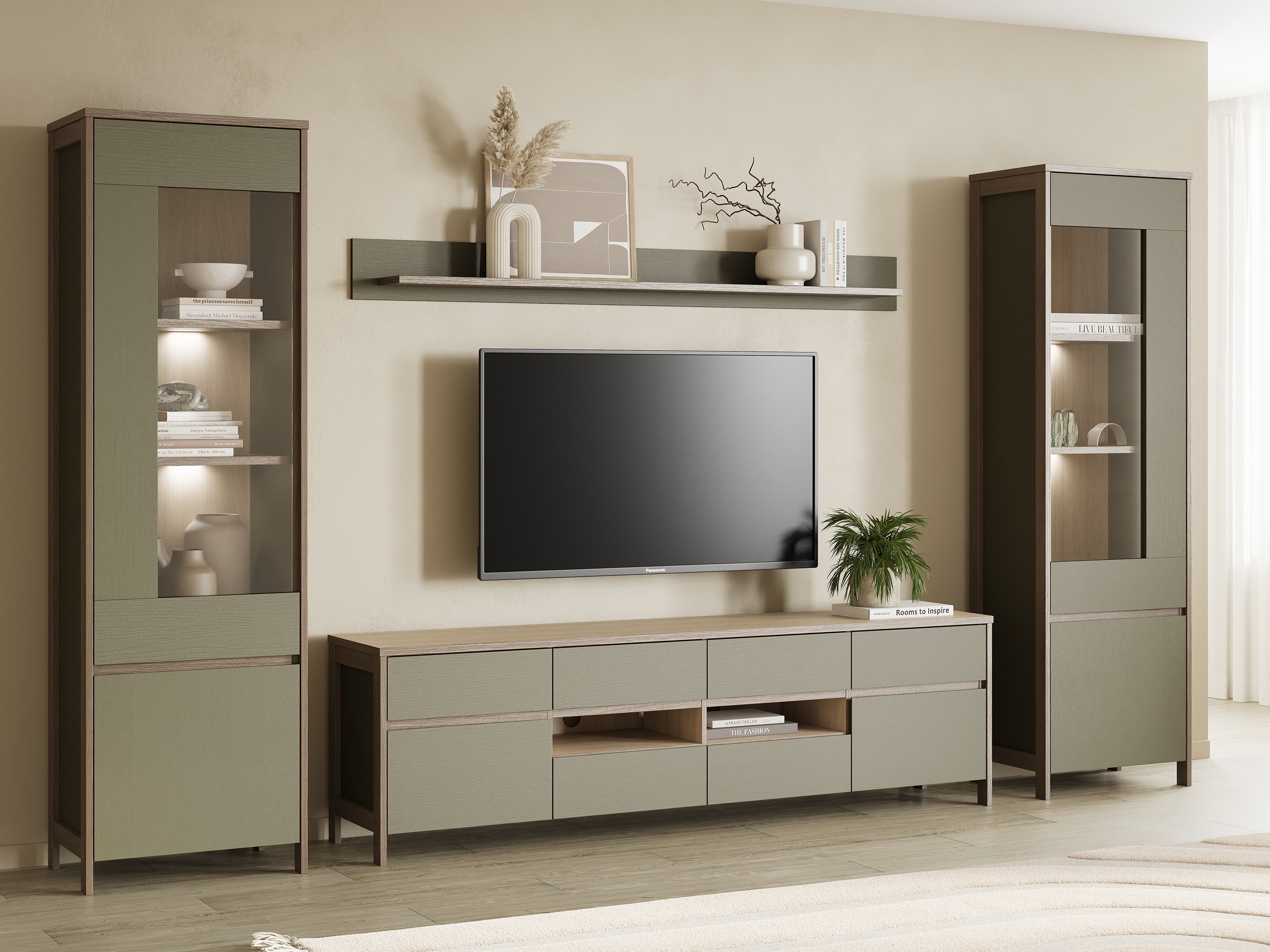 Dnevni boravak Fermaru 111 (Prašnjavo zelena + Hrast)