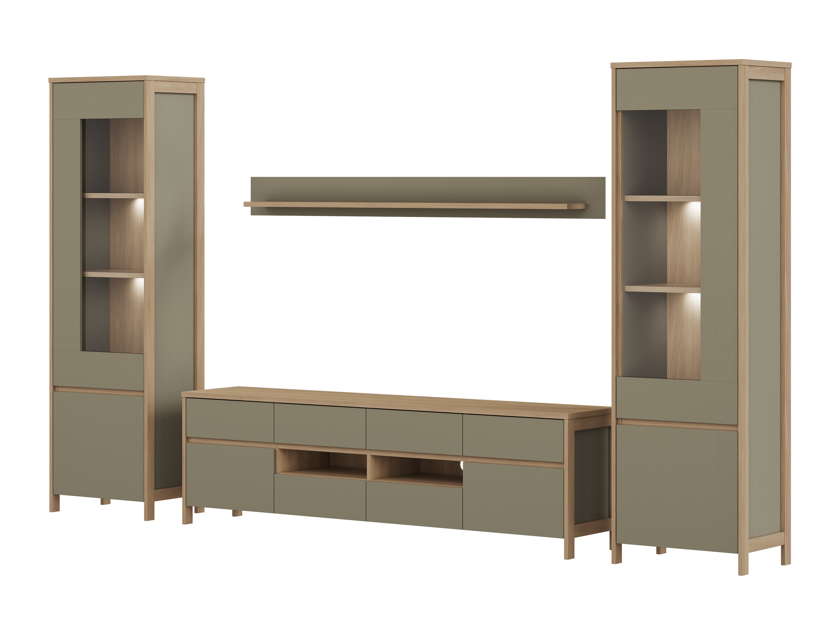 Dnevni boravak Fermaru 111 (Prašnjavo zelena + Hrast)