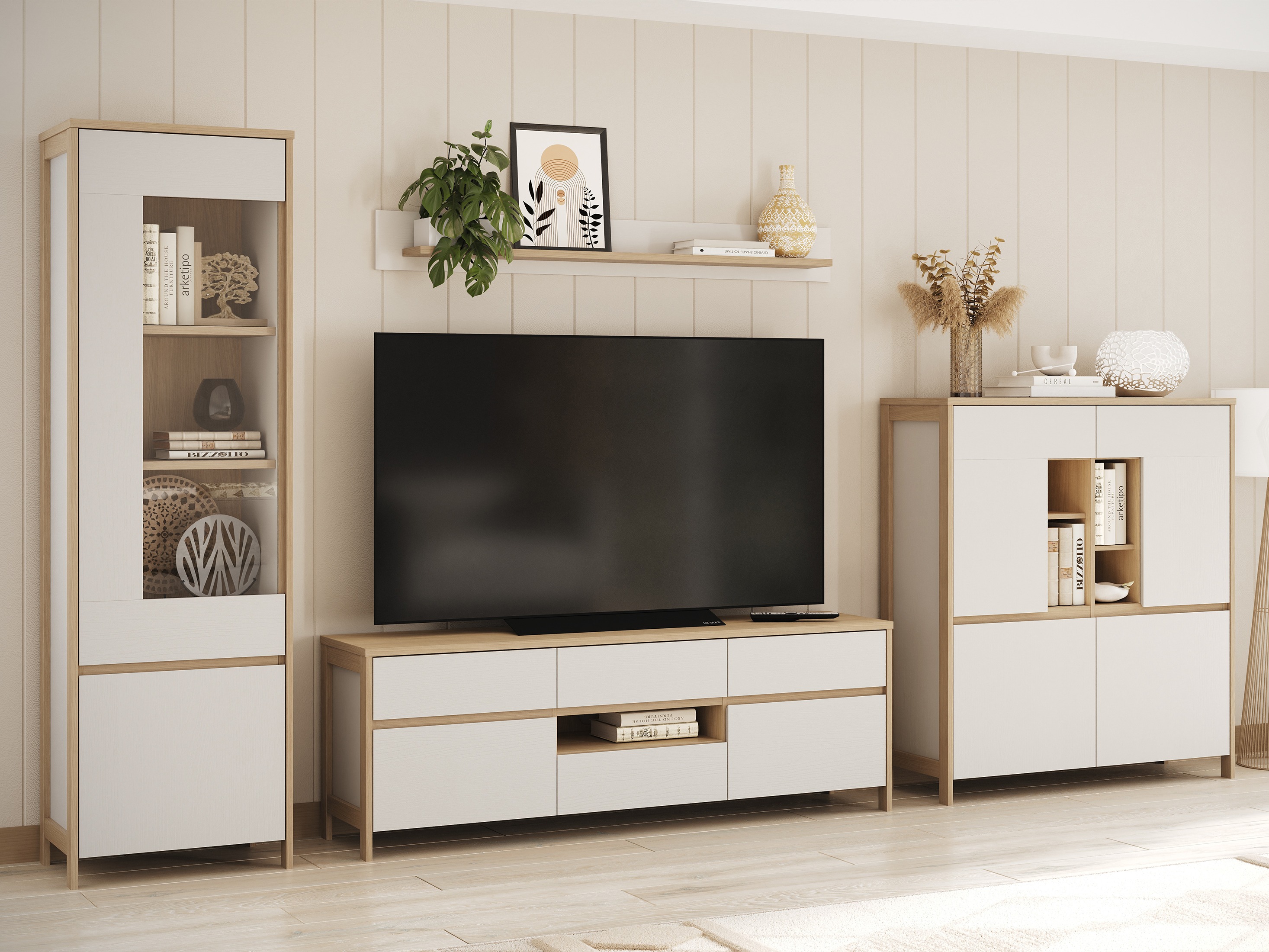 Set za dnevni boravak Fermaru 110 (Bijela + Hrast)