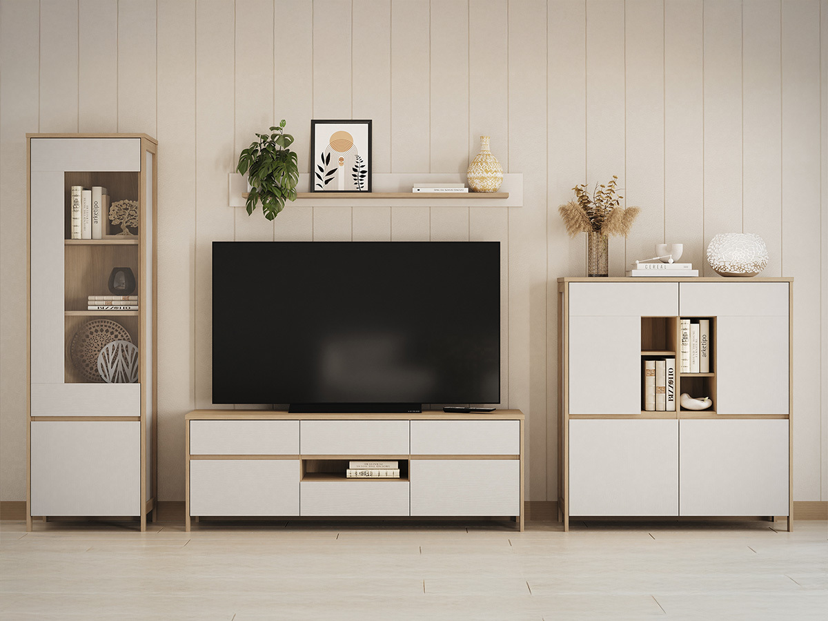 Set za dnevni boravak Fermaru 110 (Bijela + Hrast)