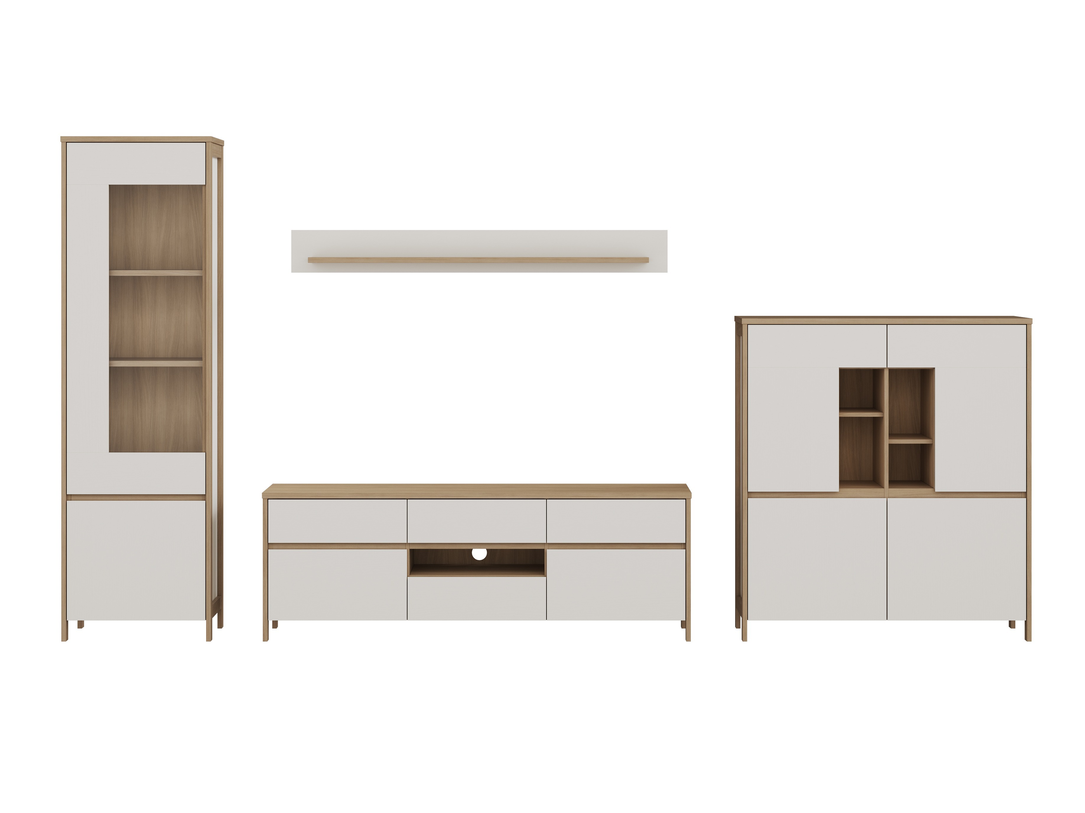 Set za dnevni boravak Fermaru 110 (Bijela + Hrast)