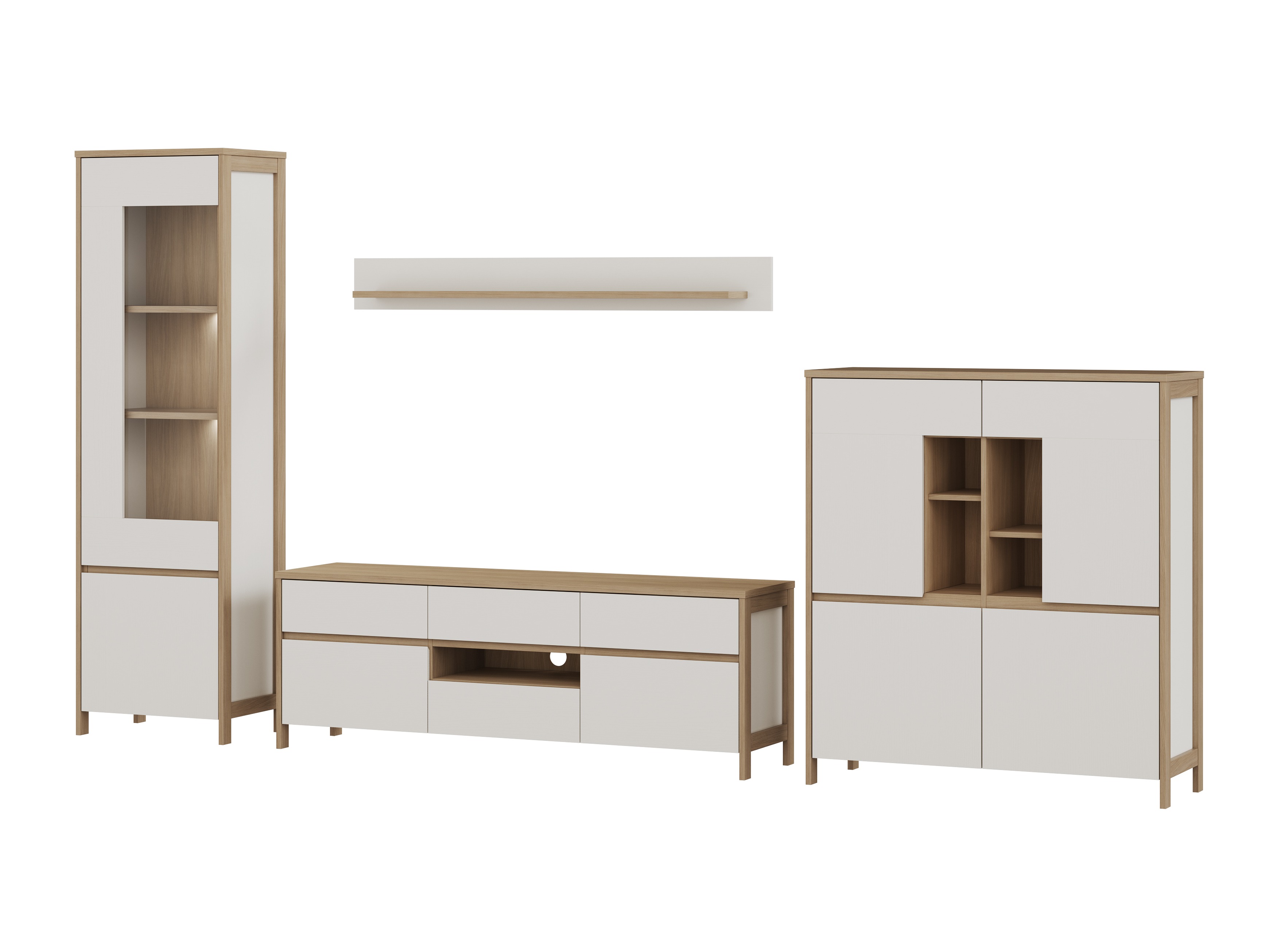 Set za dnevni boravak Fermaru 110 (Bijela + Hrast)