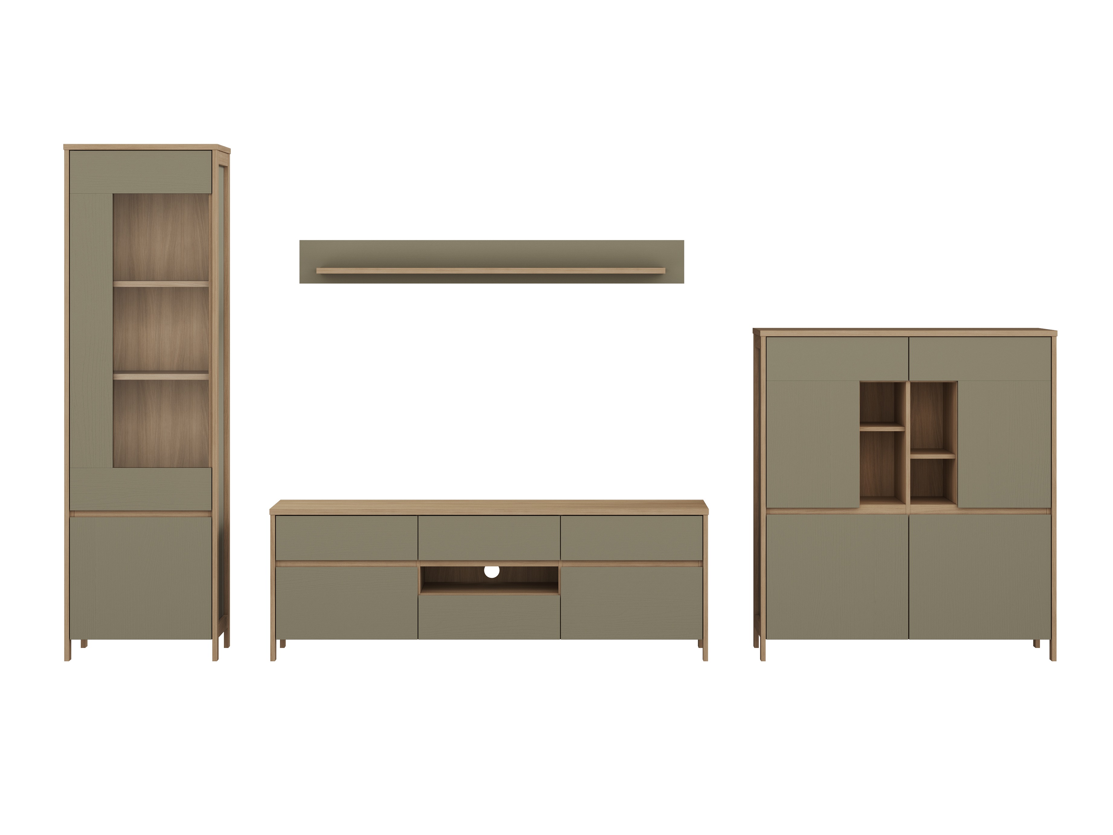 Set za dnevni boravak Fermaru 110 (Zagasito zelena + Hrast)