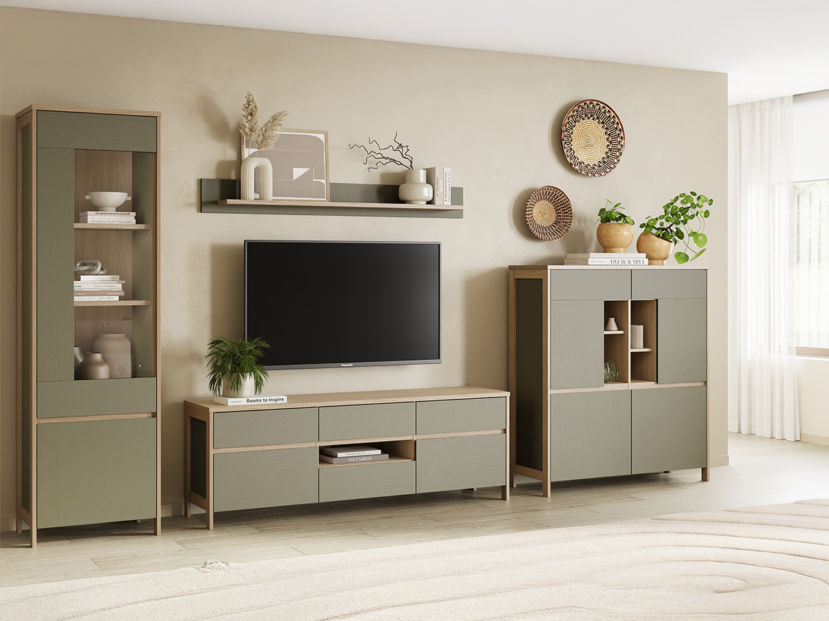 Set za dnevni boravak Fermaru 110 (Zagasito zelena + Hrast)