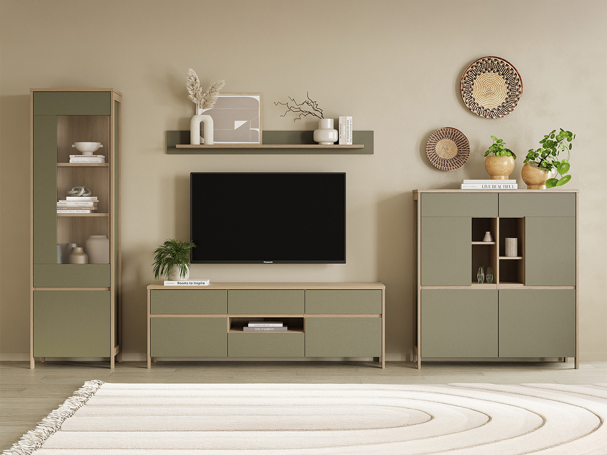 Set za dnevni boravak Fermaru 110 (Zagasito zelena + Hrast)